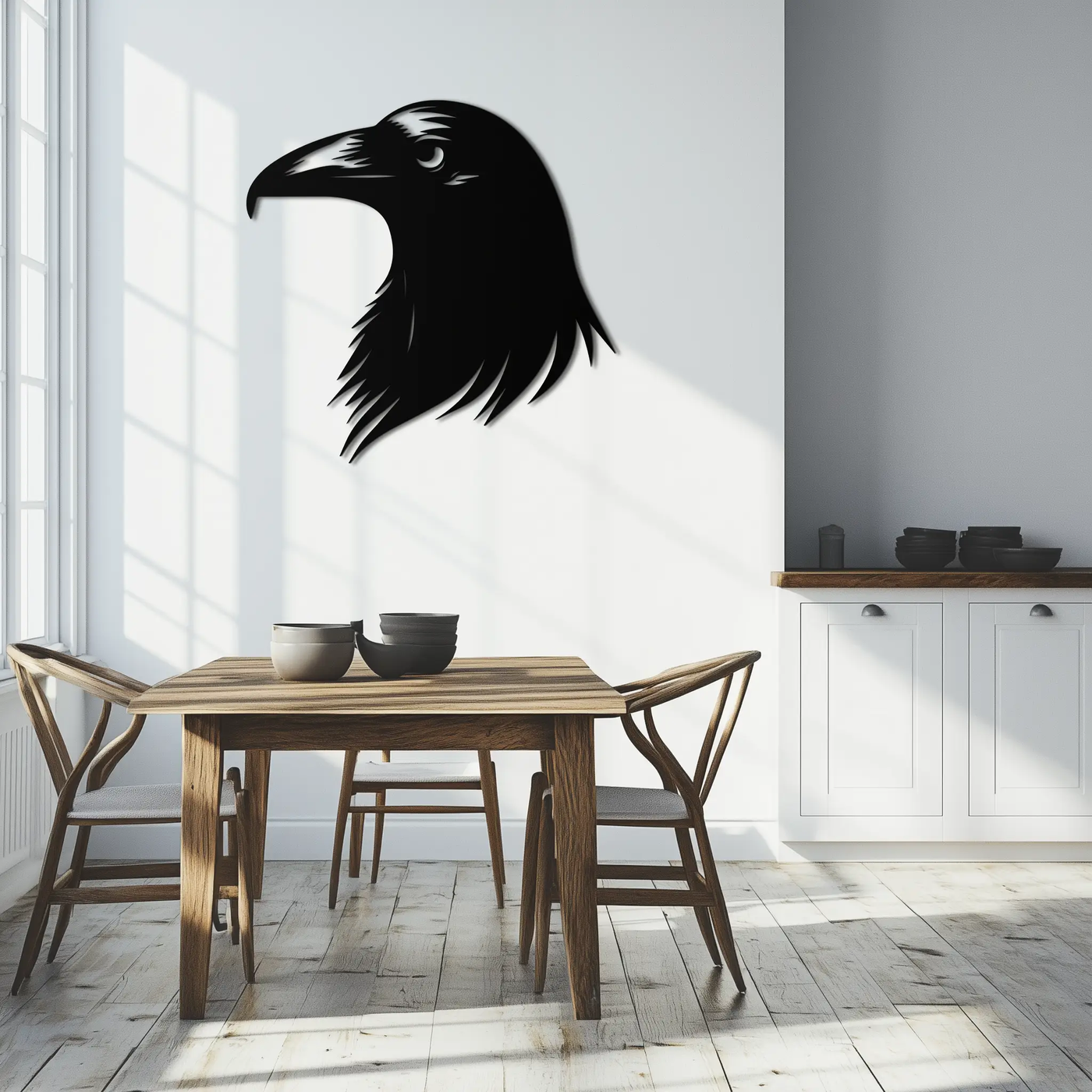 Raven Metal Wall Art - Mysterious Crow Silhouette Decor- KAF277 by Enova Art