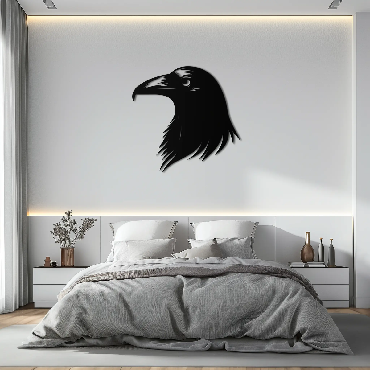 Raven Metal Wall Art - Mysterious Crow Silhouette Decor- KAF277 by Enova Art