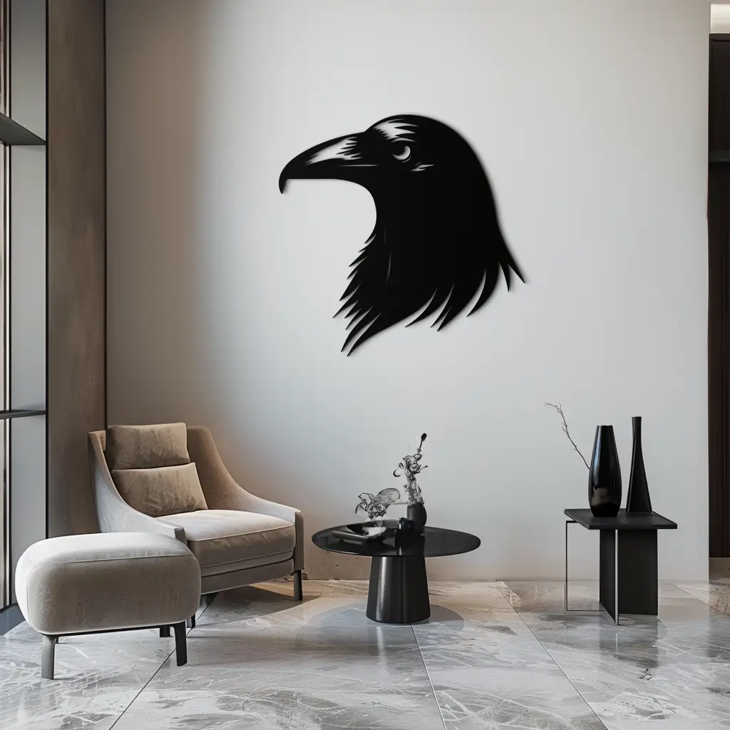 Raven Metal Wall Art - Mysterious Crow Silhouette Decor- KAF277 by Enova Art