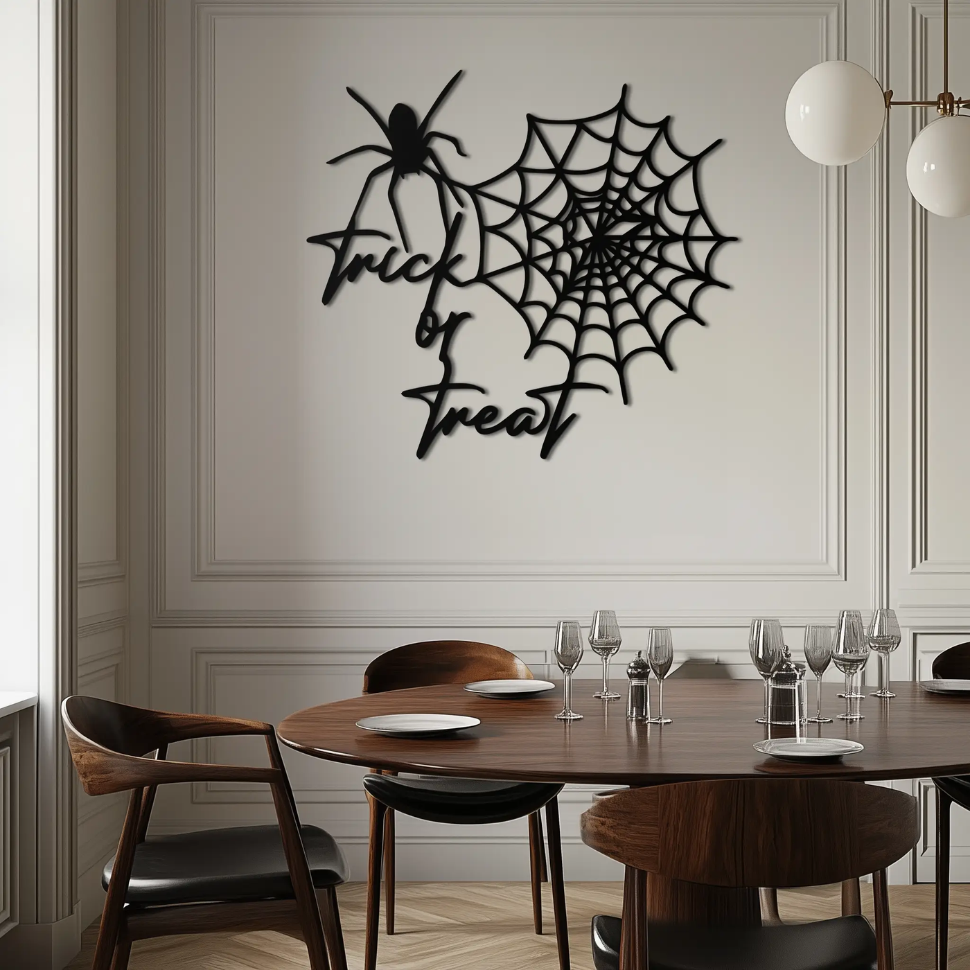 "Trick or Treat" Halloween Metal Wall Art – Spider Web Design- KAF278 by Enova Art