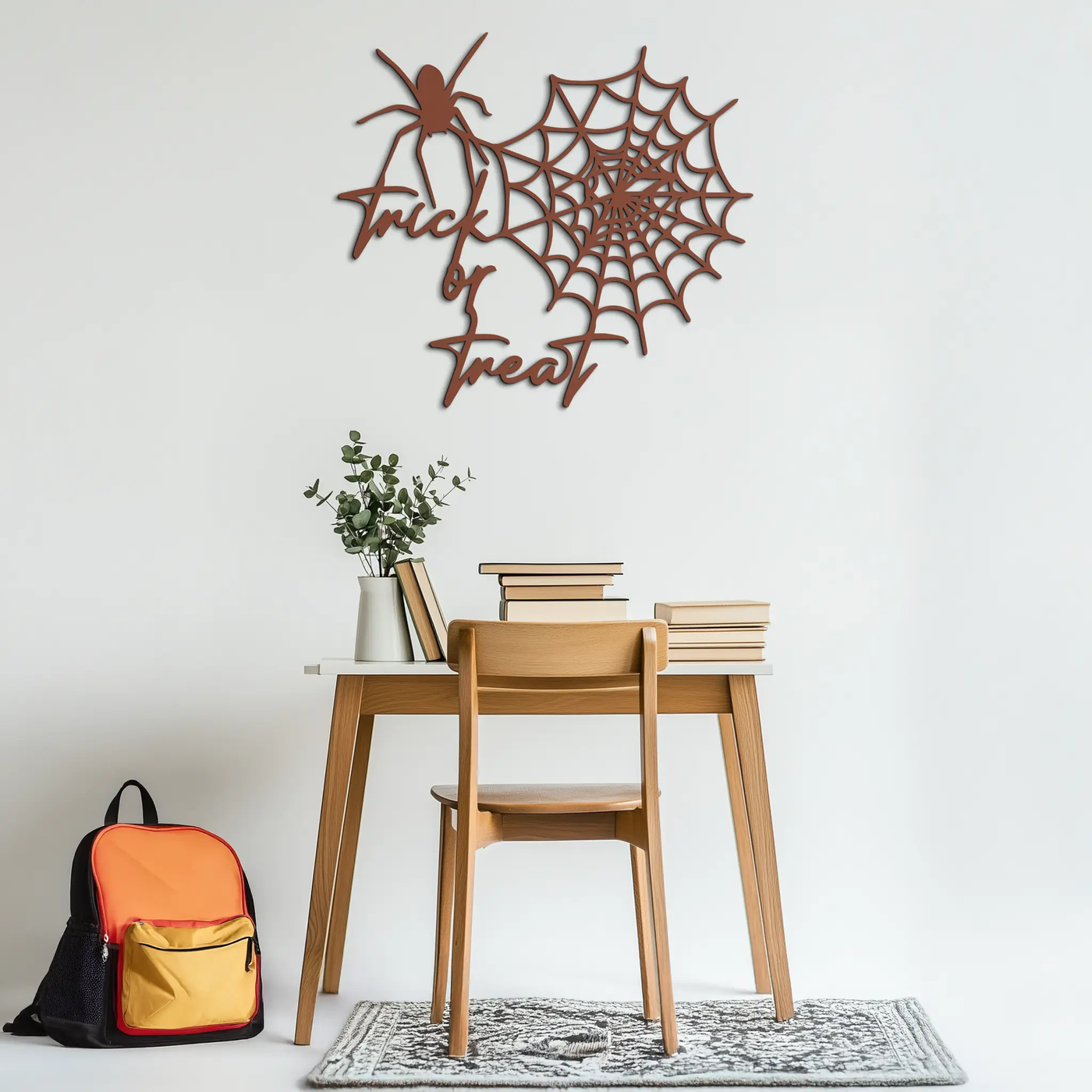 "Trick or Treat" Halloween Metal Wall Art – Spider Web Design- KAF278 by Enova Art