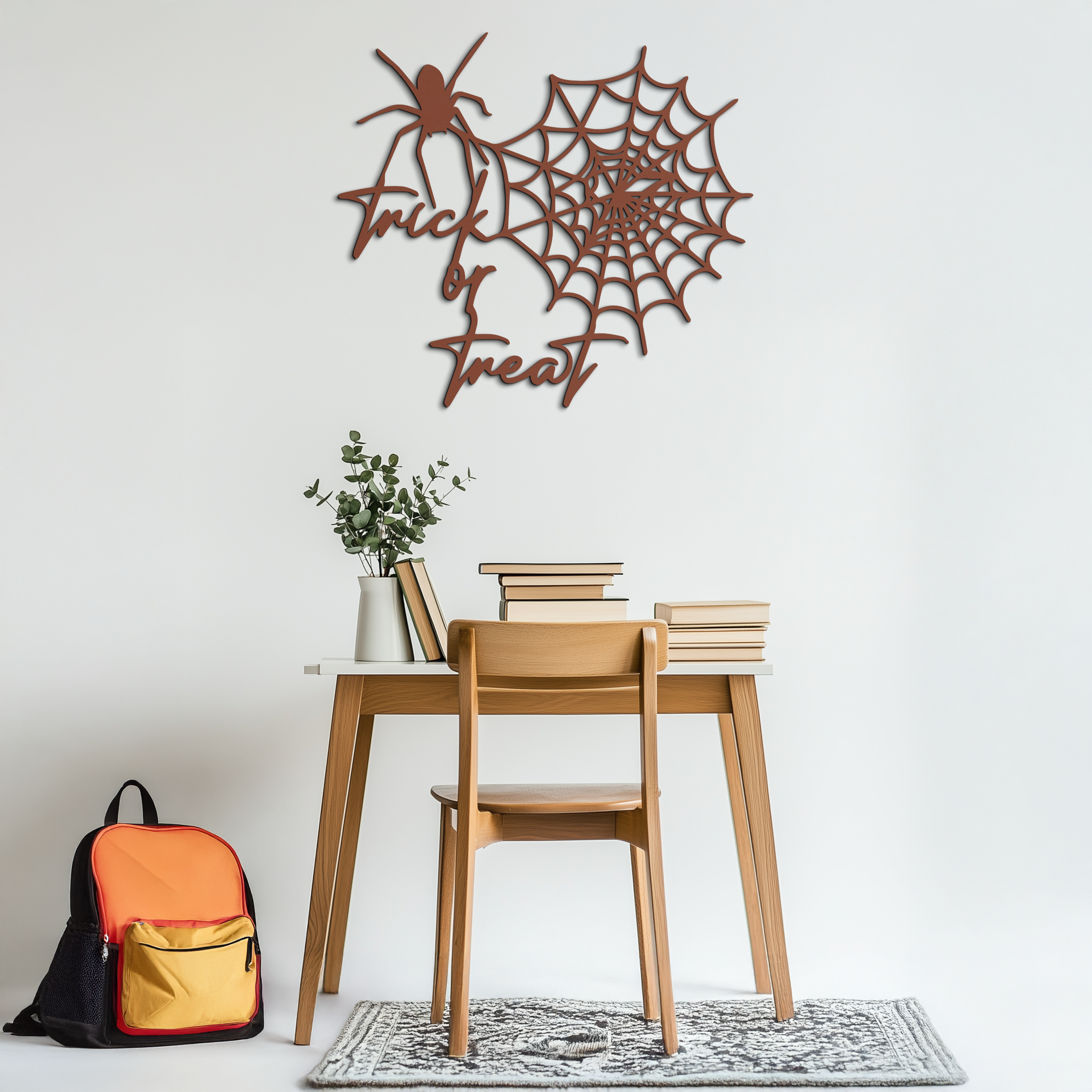 "Trick or Treat" Halloween Metal Wall Art – Spider Web Design- KAF278 by Enova Art