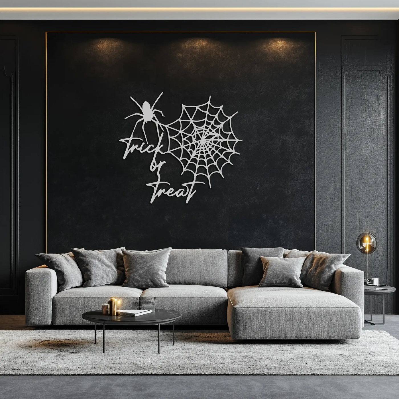"Trick or Treat" Halloween Metal Wall Art – Spider Web Design- KAF278 by Enova Art