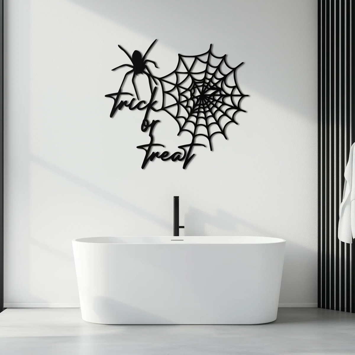 "Trick or Treat" Halloween Metal Wall Art – Spider Web Design- KAF278 by Enova Art