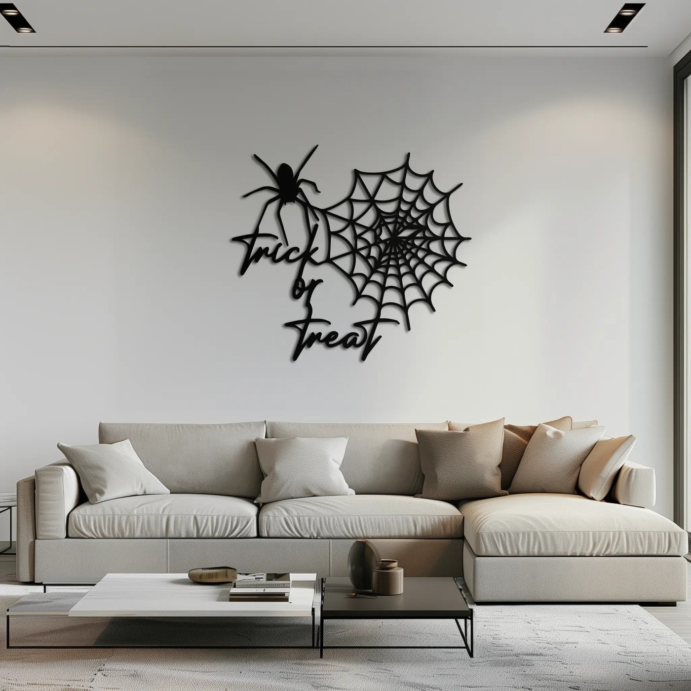 "Trick or Treat" Halloween Metal Wall Art – Spider Web Design- KAF278 by Enova Art
