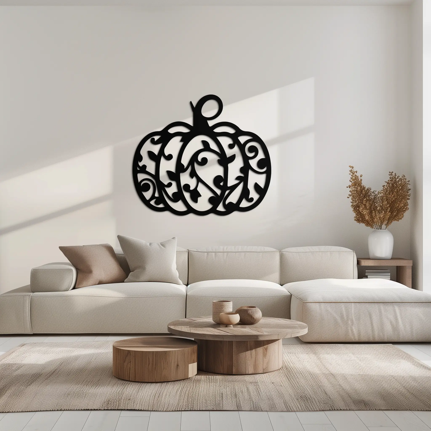 Ornamental Pumpkin Metal Wall Art - Elegant Halloween Vine Decor- KAF279 by Enova Art