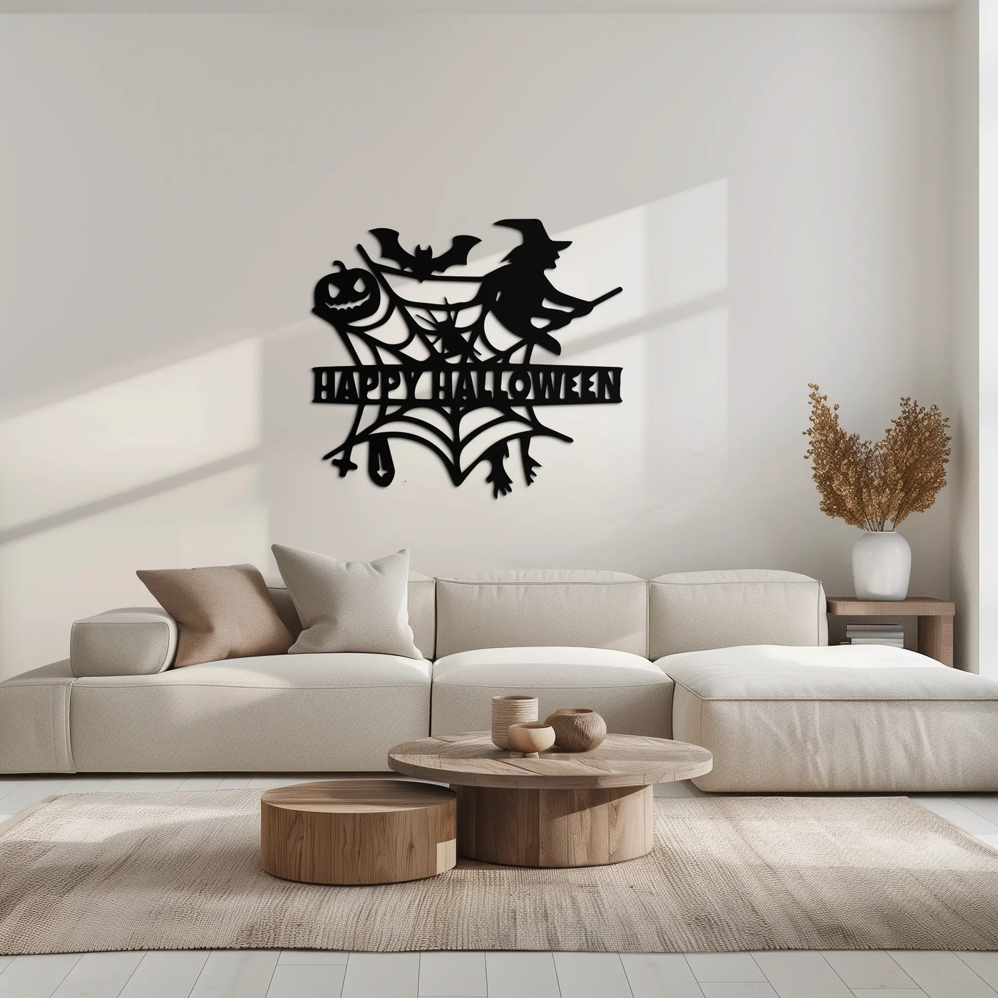 Happy Halloween Metal Wall Art - Witch & Web Design- KAF280 by Enova Art