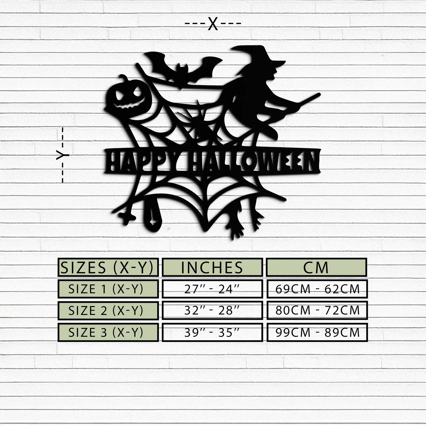 Happy Halloween Metal Wall Art - Witch & Web Design- KAF280 by Enova Art