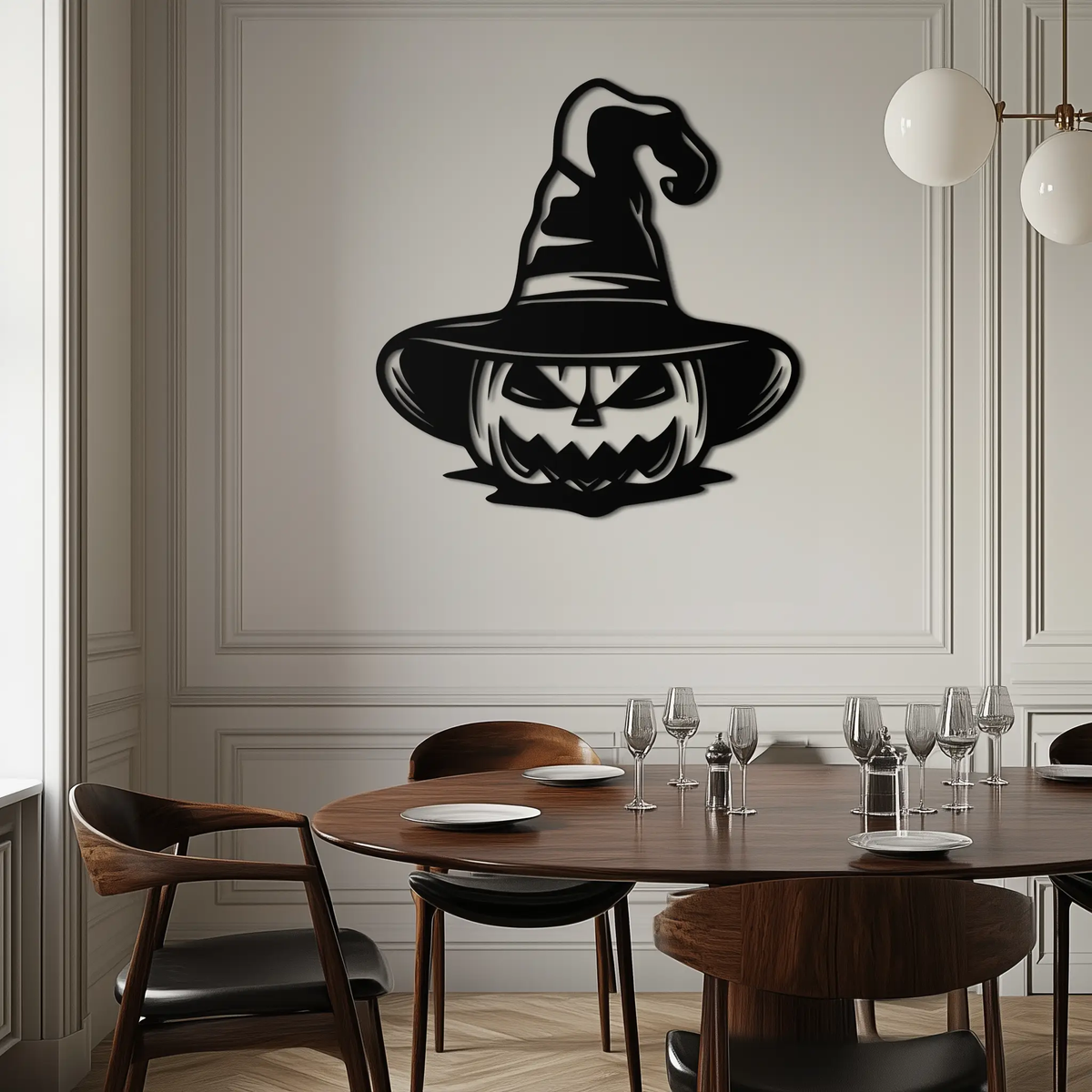 Witch Hat Pumpkin Metal Wall Art - Spooky Halloween Decor- KAF281 by Enova Art