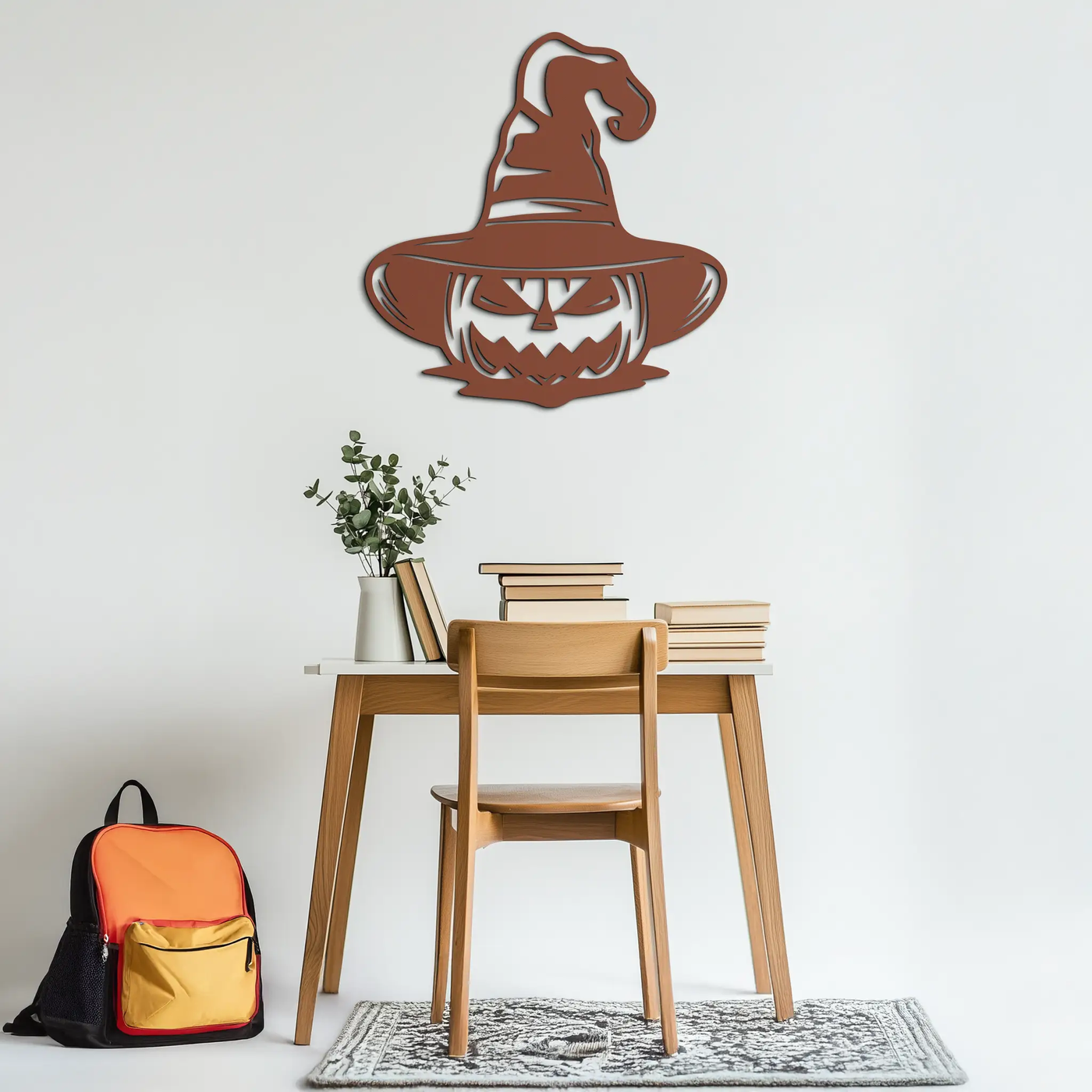 Witch Hat Pumpkin Metal Wall Art - Spooky Halloween Decor- KAF281 by Enova Art