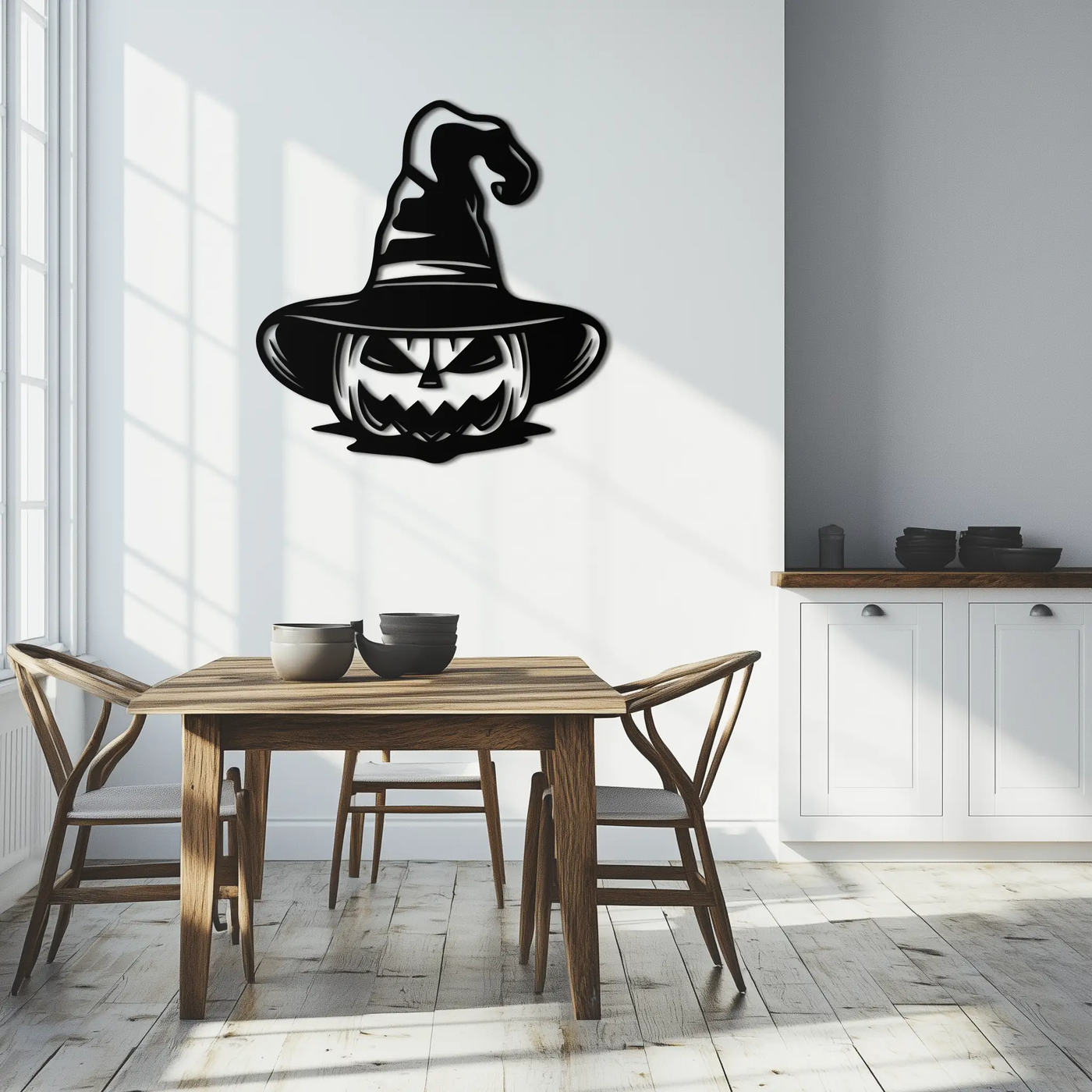 Witch Hat Pumpkin Metal Wall Art - Spooky Halloween Decor- KAF281 by Enova Art