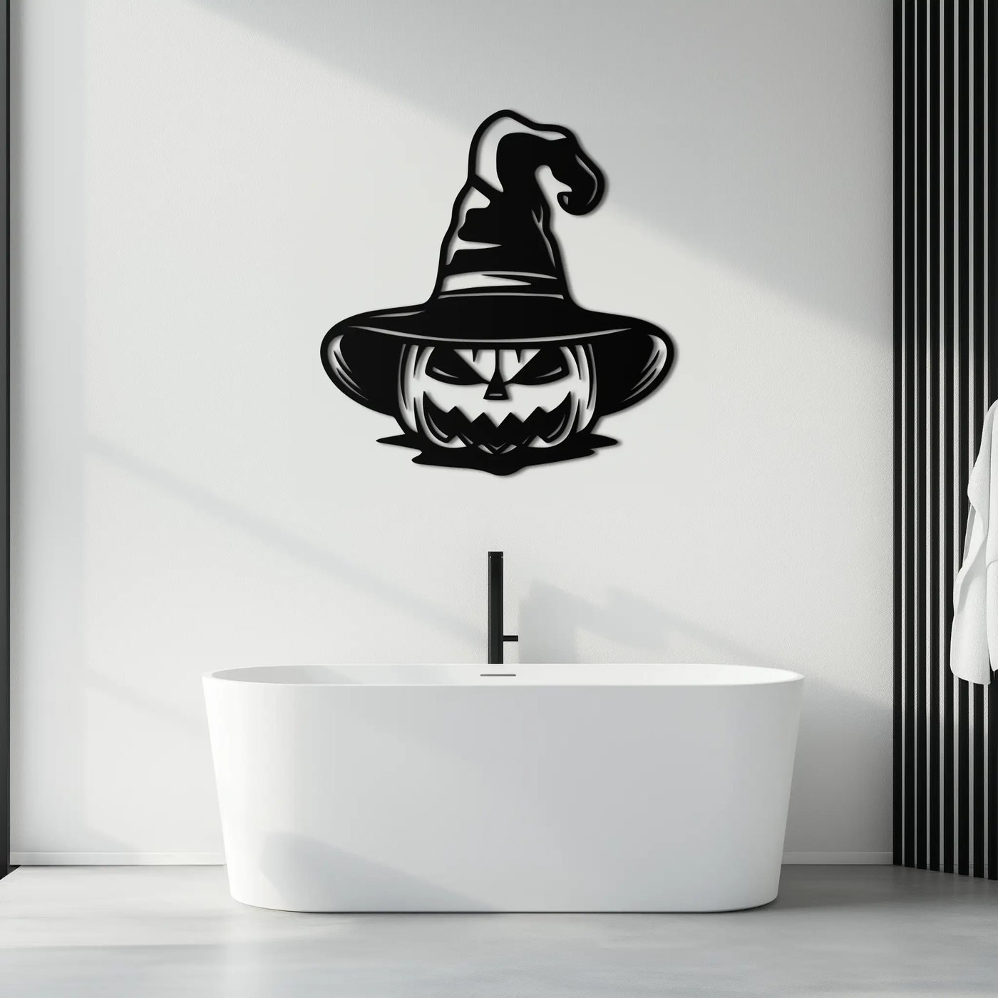Witch Hat Pumpkin Metal Wall Art - Spooky Halloween Decor- KAF281 by Enova Art
