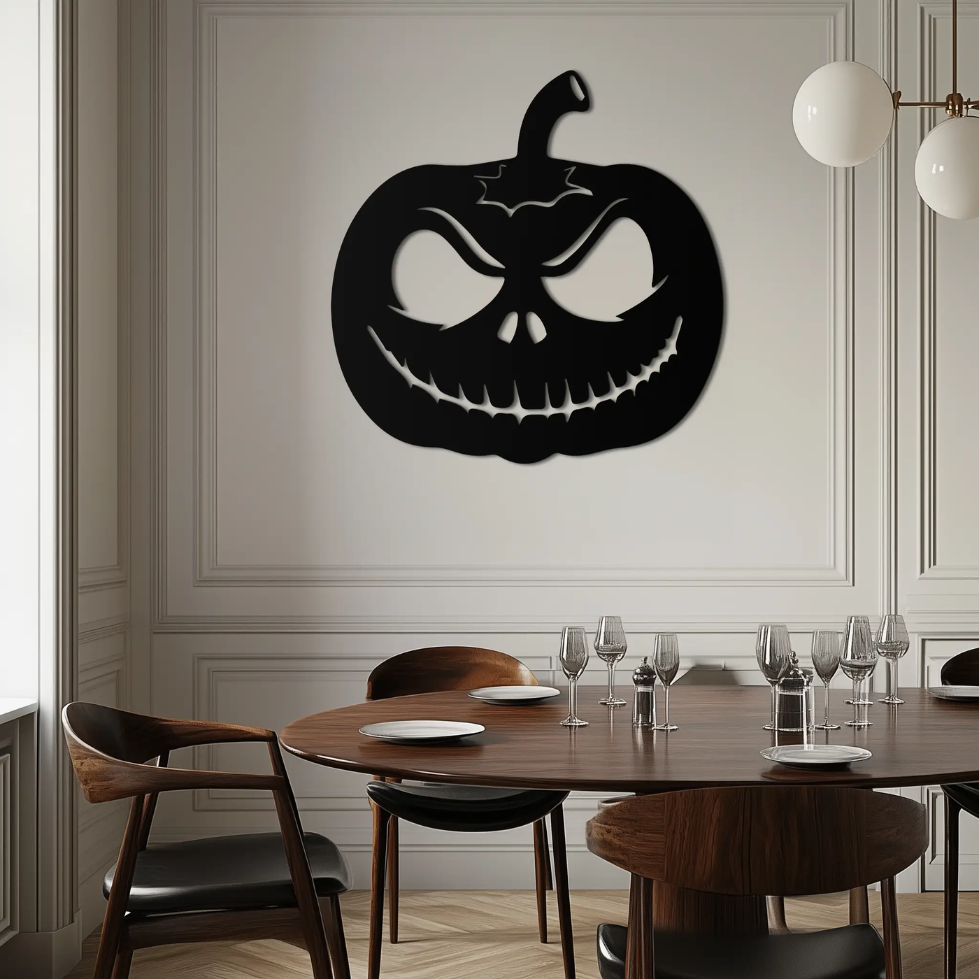 Pumpkin Metal Wall Art – Halloween Jack-O'-Lantern Decor- KAF282 by Enova Art
