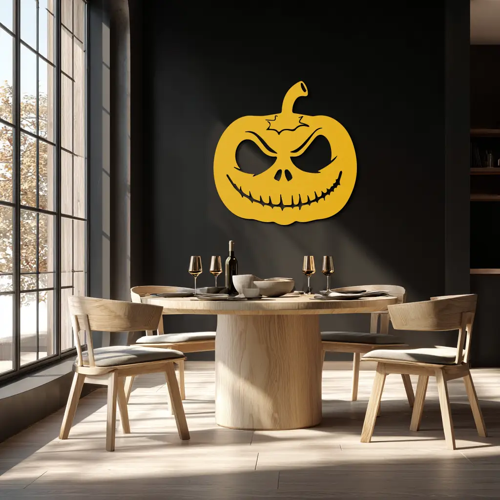 Pumpkin Metal Wall Art – Halloween Jack-O'-Lantern Decor- KAF282 by Enova Art