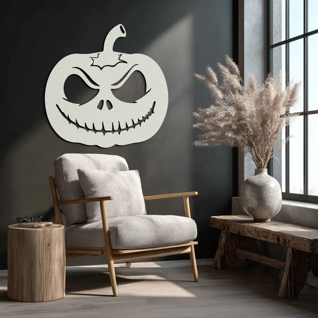 Pumpkin Metal Wall Art – Halloween Jack-O'-Lantern Decor- KAF282 by Enova Art