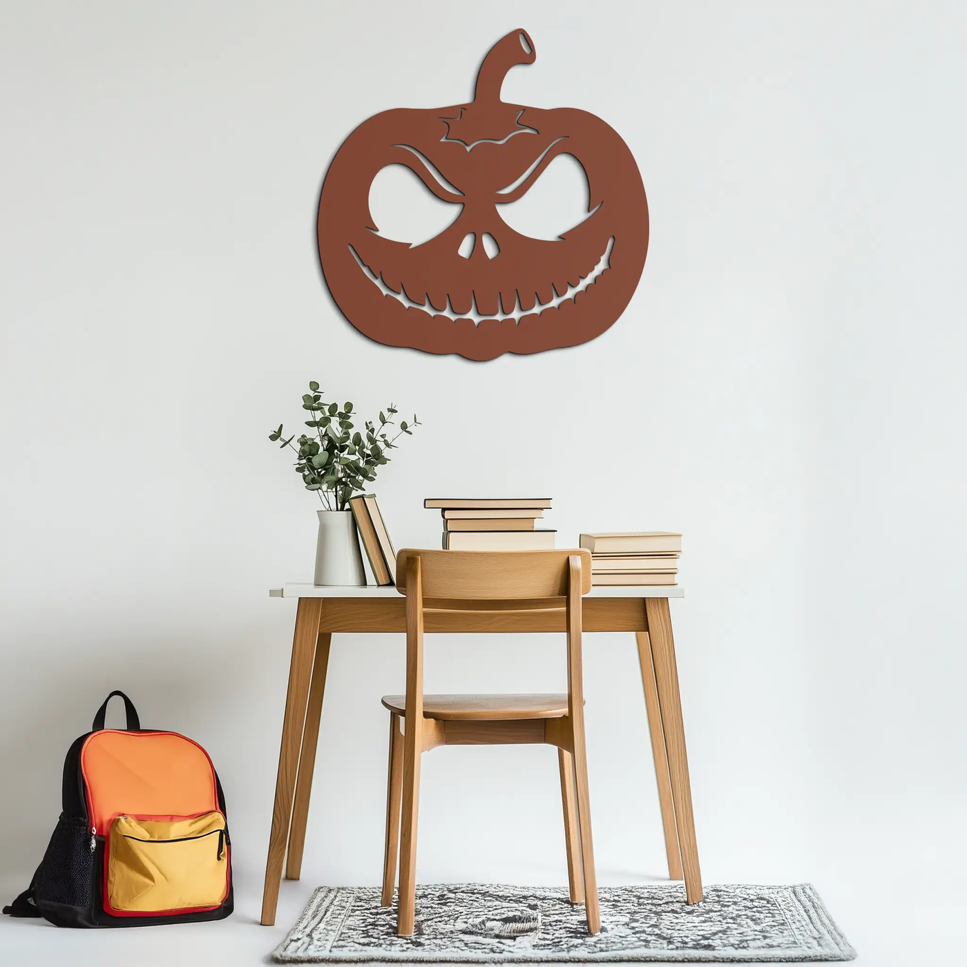 Pumpkin Metal Wall Art – Halloween Jack-O'-Lantern Decor- KAF282 by Enova Art