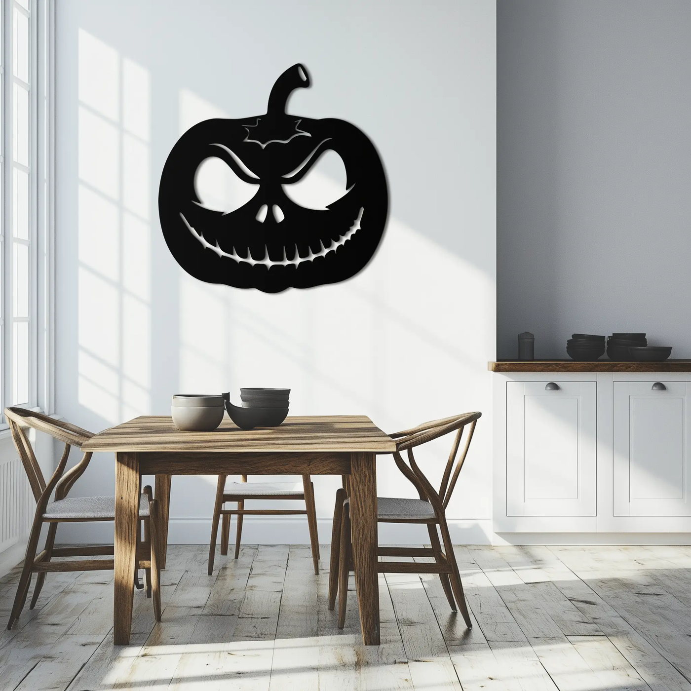 Pumpkin Metal Wall Art – Halloween Jack-O'-Lantern Decor- KAF282 by Enova Art