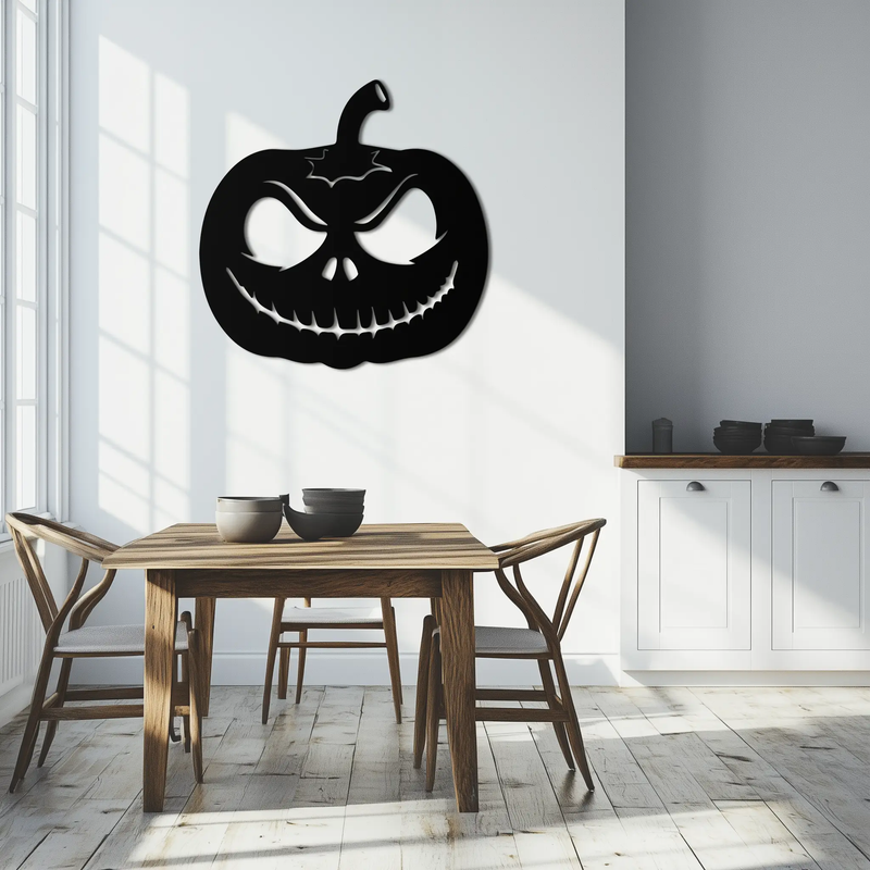 Pumpkin Metal Wall Art – Halloween Jack-O'-Lantern Decor- KAF282 by Enova Art