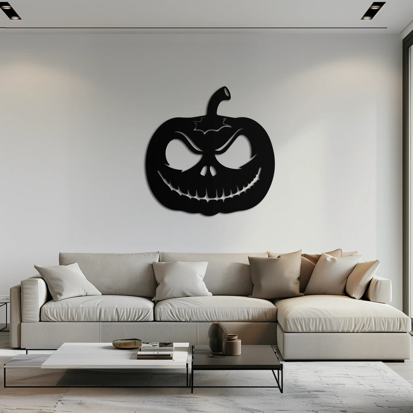 Pumpkin Metal Wall Art – Halloween Jack-O'-Lantern Decor- KAF282 by Enova Art