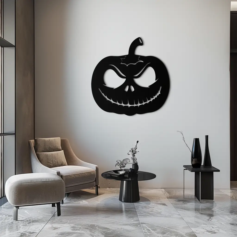 Pumpkin Metal Wall Art – Halloween Jack-O'-Lantern Decor- KAF282 by Enova Art