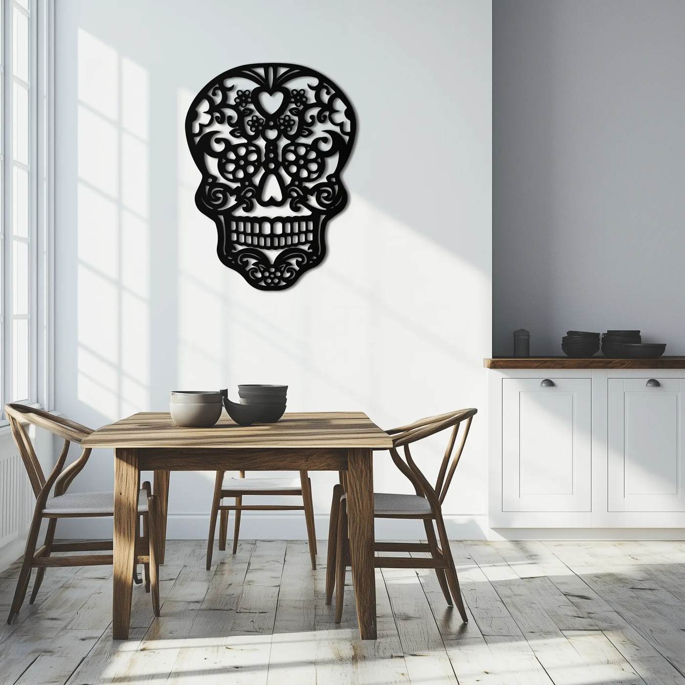 Halloween Skull Metal Wall Art - Intricate Floral Skull Decor- KAF283 by Enova Art