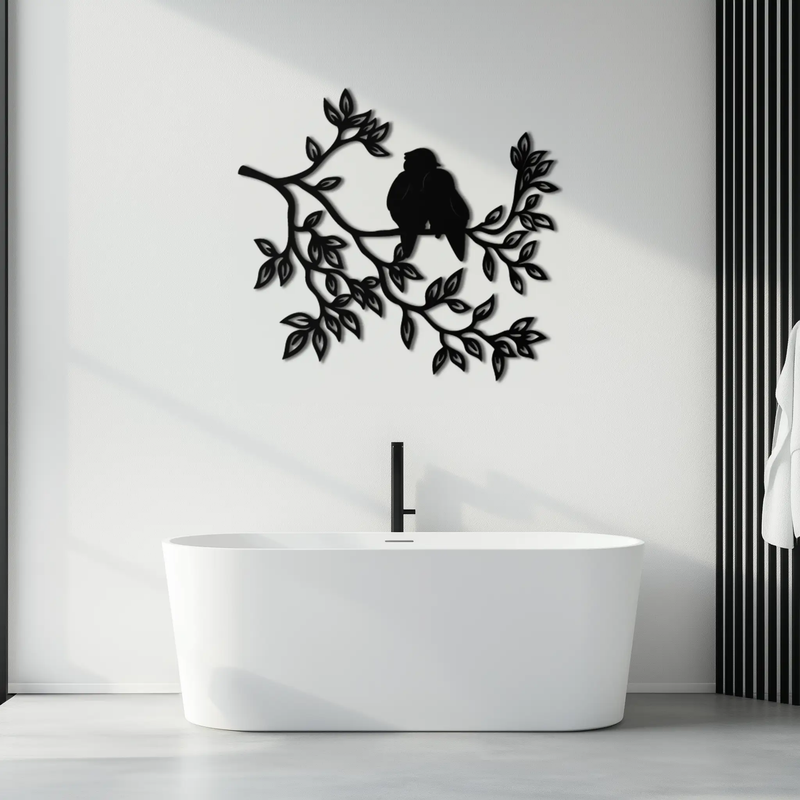 Love Birds Metal Wall Art - Romantic Silhouette Decor- KAF284 by Enova Art