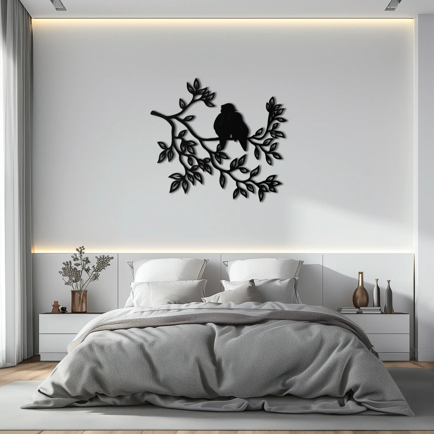 Love Birds Metal Wall Art - Romantic Silhouette Decor- KAF284 by Enova Art