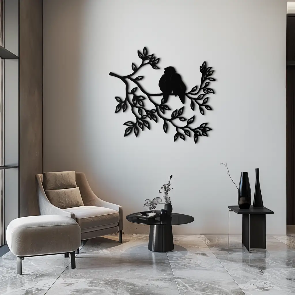 Love Birds Metal Wall Art - Romantic Silhouette Decor- KAF284 by Enova Art