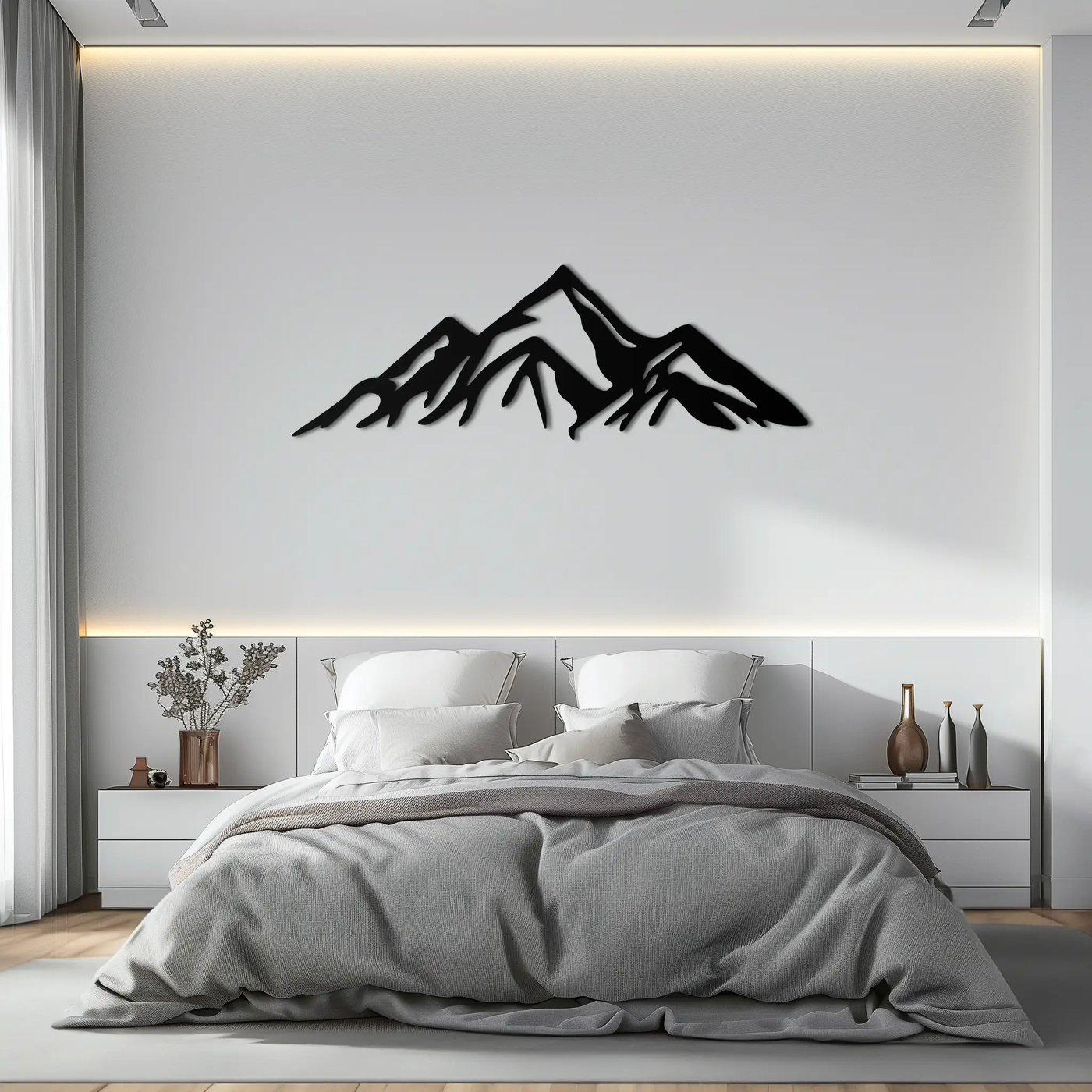 Mountain Metal Wall Art - Majestic Peak Silhouette Decor- KAF286 by Enova Art