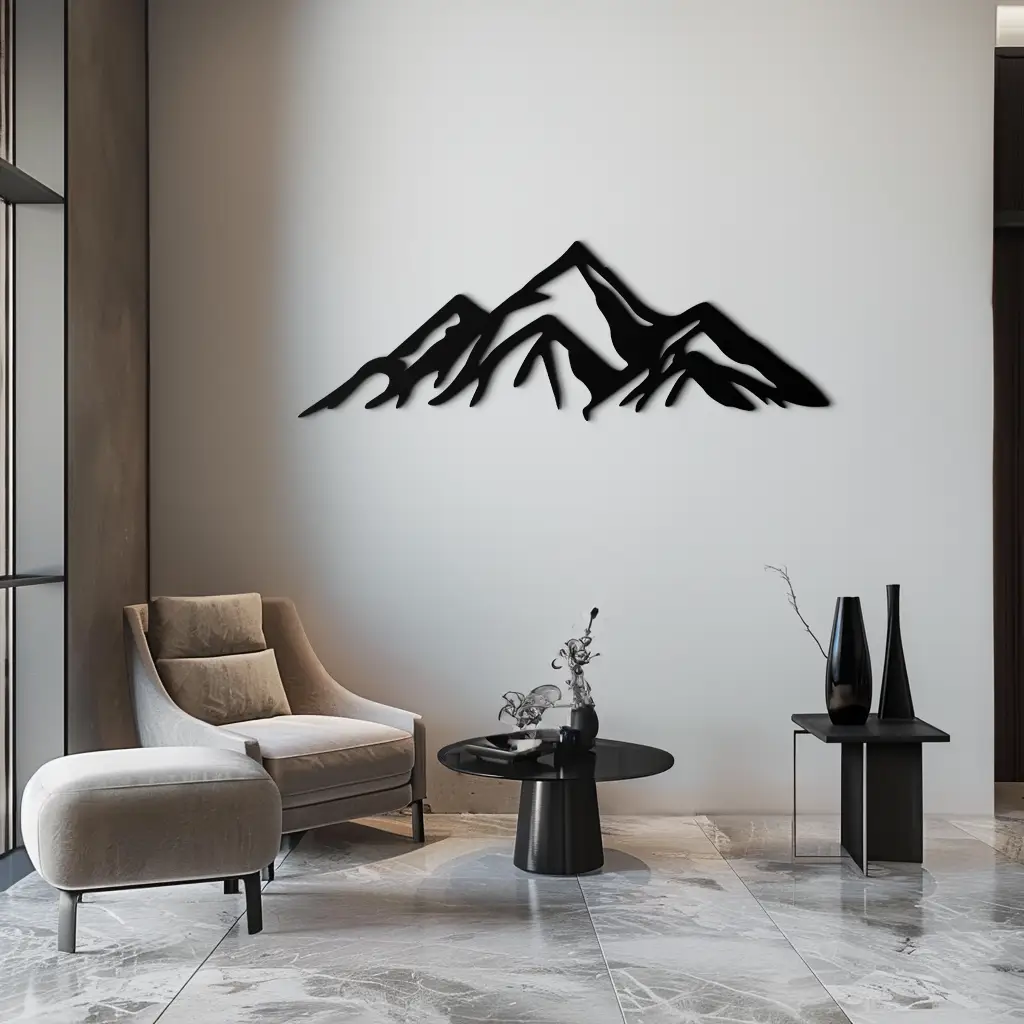 Mountain Metal Wall Art - Majestic Peak Silhouette Decor- KAF286 by Enova Art