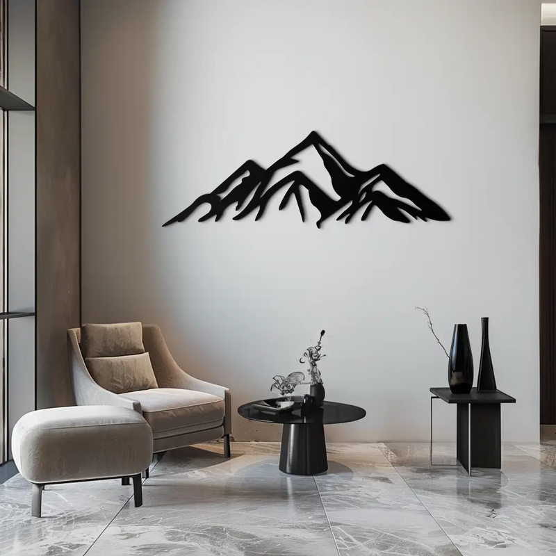 Mountain Metal Wall Art - Majestic Peak Silhouette Decor- KAF286 by Enova Art