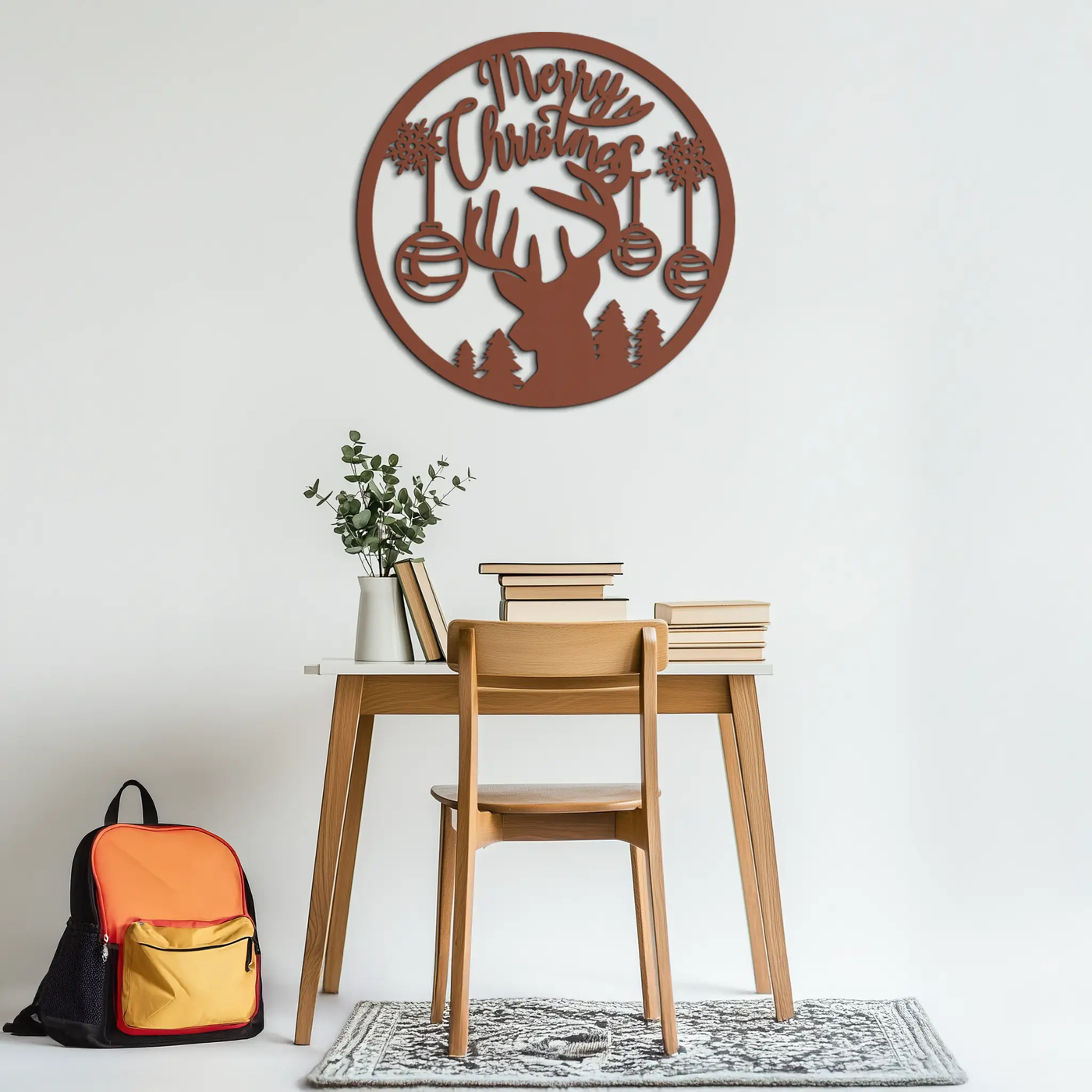 Merry Christmas Metal Wall Art - Festive Reindeer Silhouette Decor- KAF288 by Enova Art