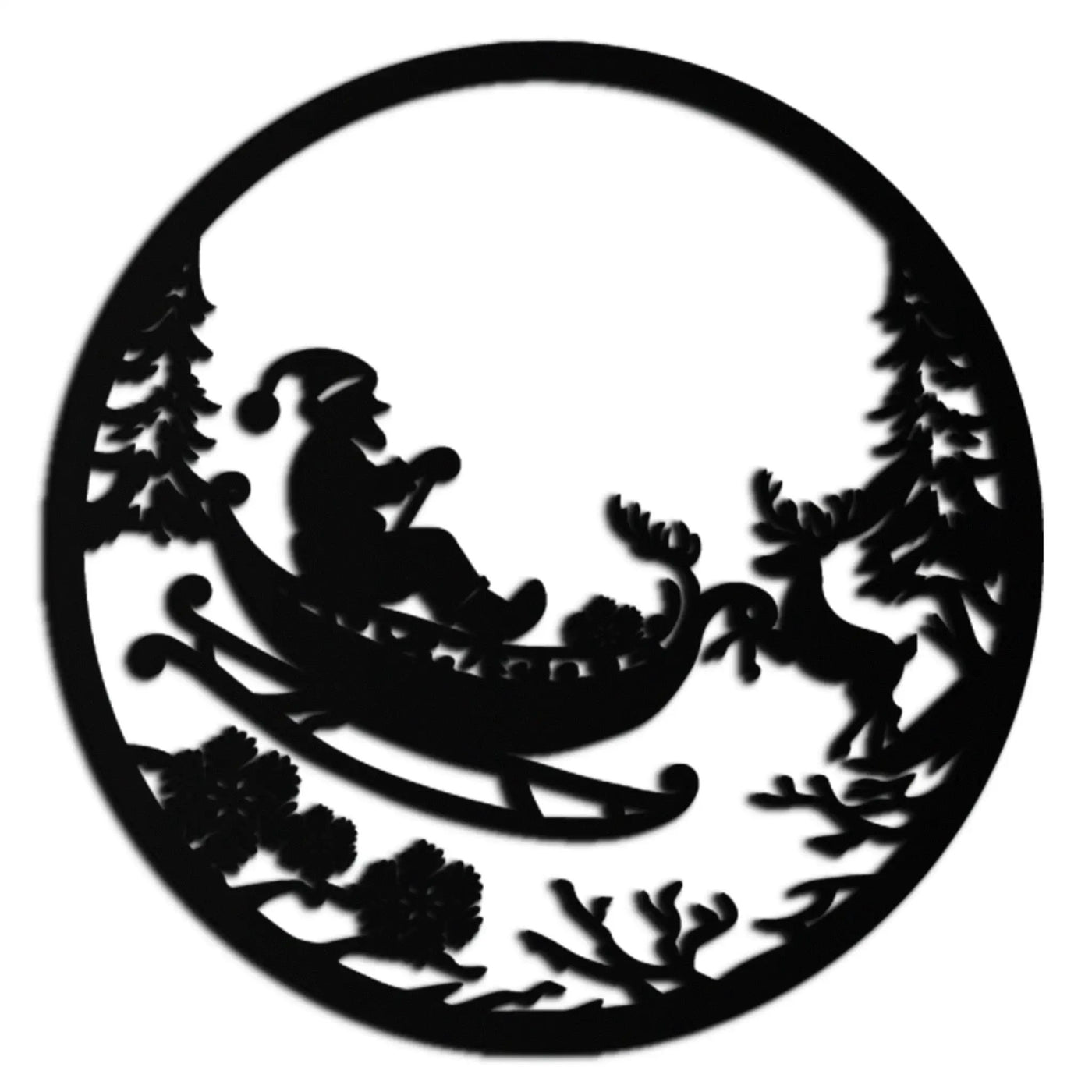 Santa Sleigh Metal Wall Art - Christmas Reindeer & Santa Decor- KAF289 by Enova Art