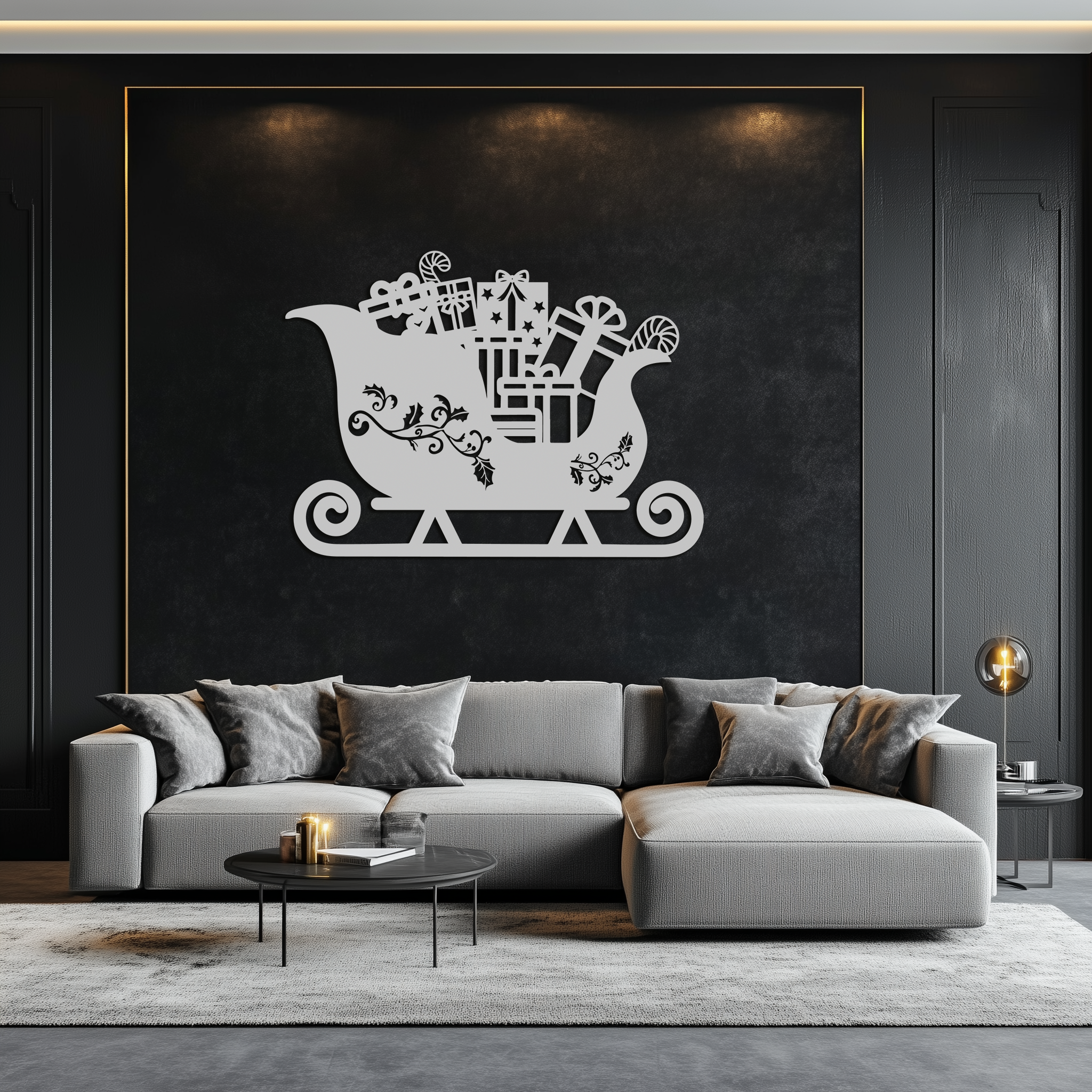 Christmas Sleigh Metal Wall Art - Festive Holiday Decor- KAF292 by Enova Art