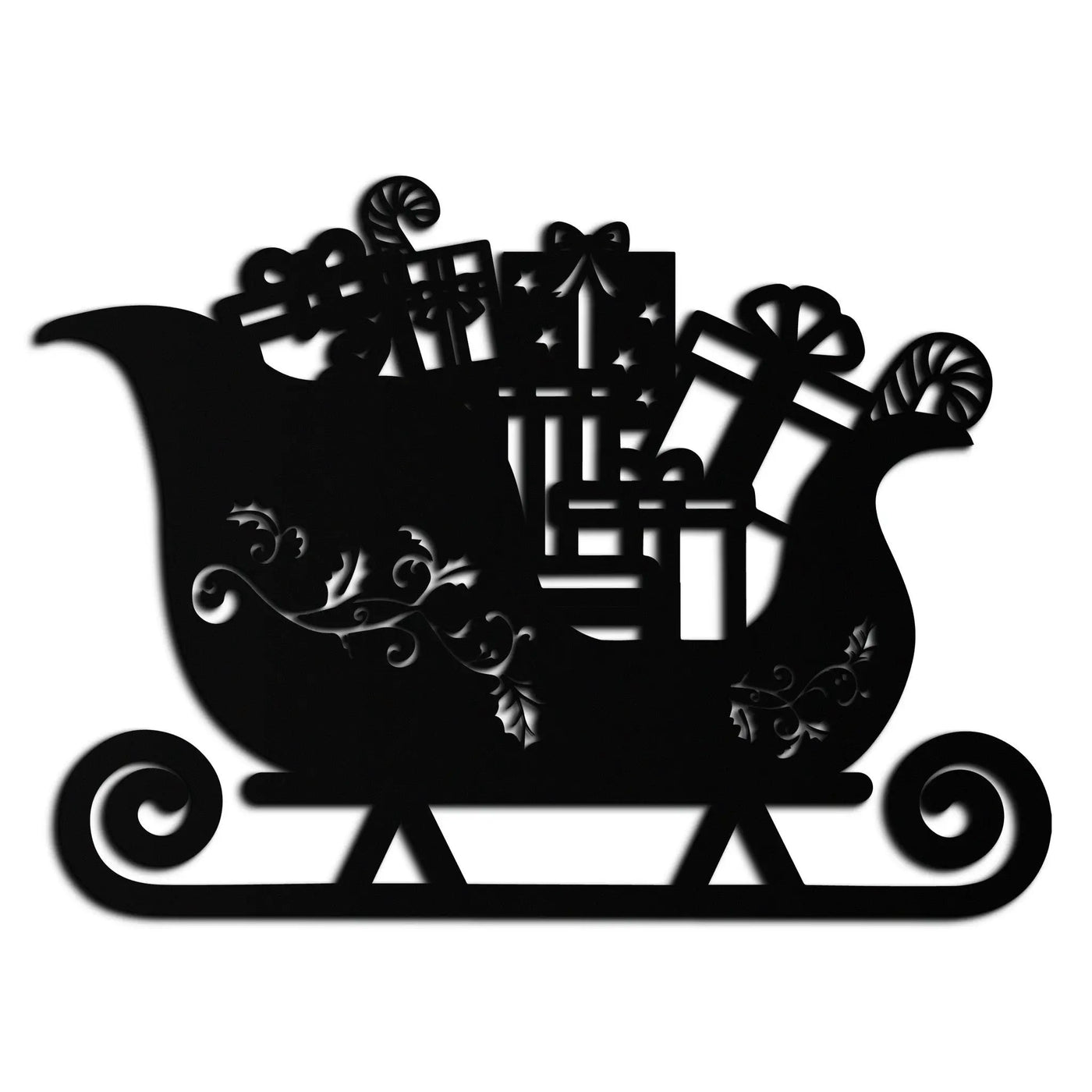 Christmas Sleigh Metal Wall Art - Festive Holiday Decor- KAF292 by Enova Art