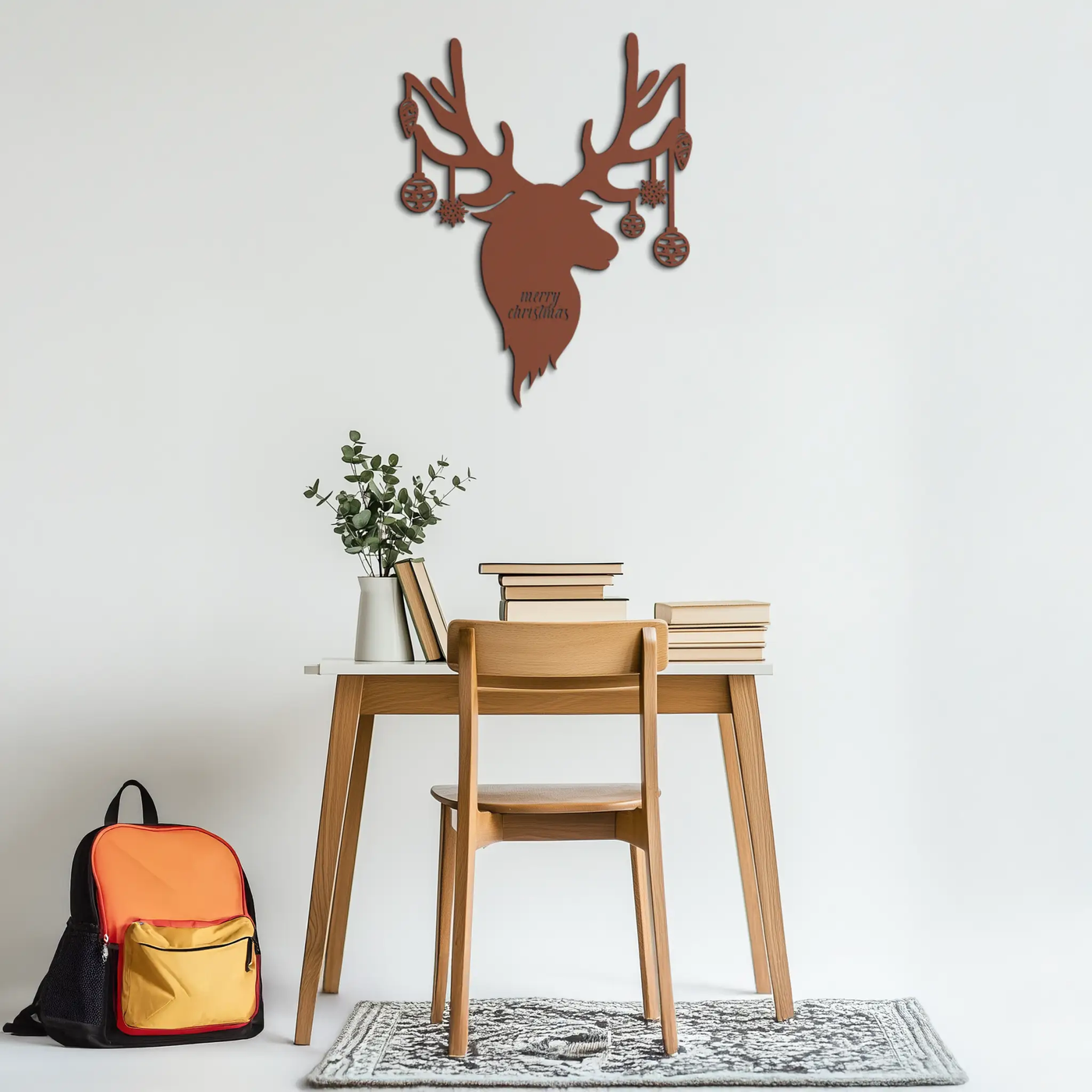 Reindeer Christmas Metal Wall Art - Festive Deer Decor with Ornaments- KAF295 by Enova Art
