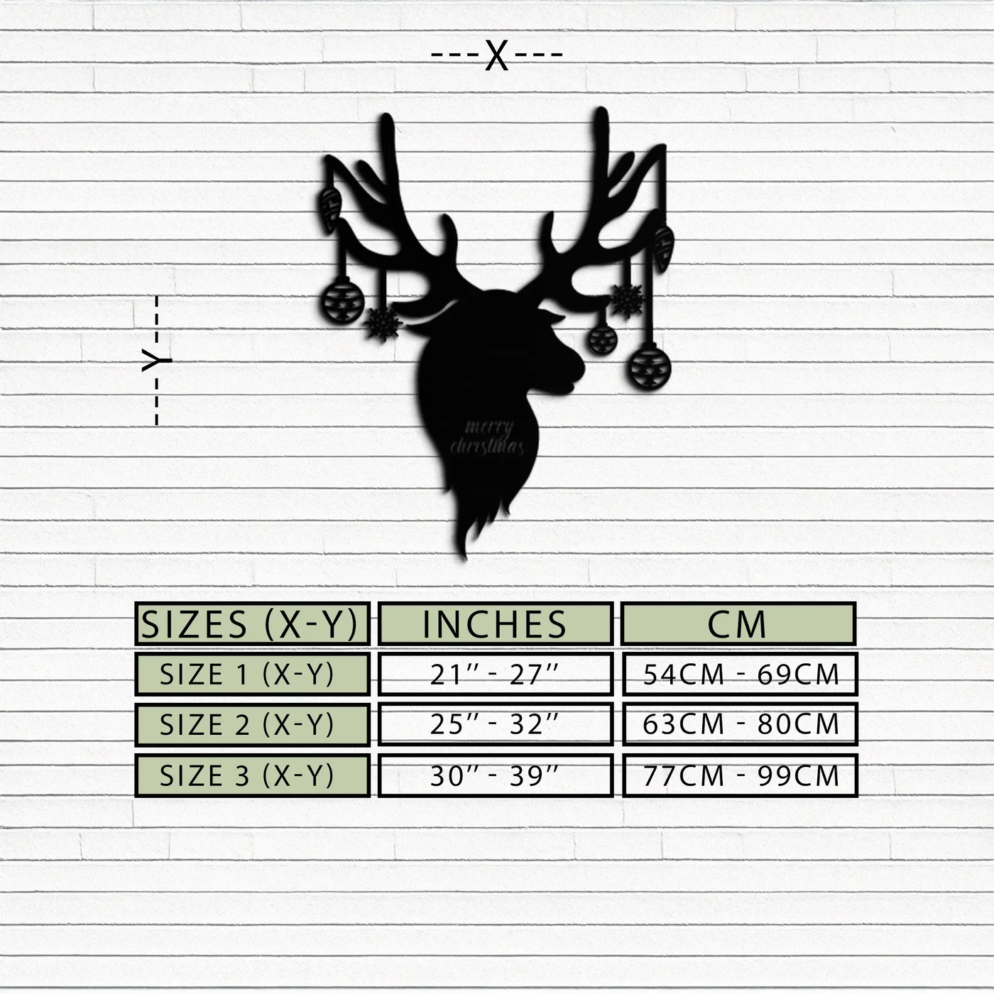 Reindeer Christmas Metal Wall Art - Festive Deer Decor with Ornaments- KAF295 by Enova Art
