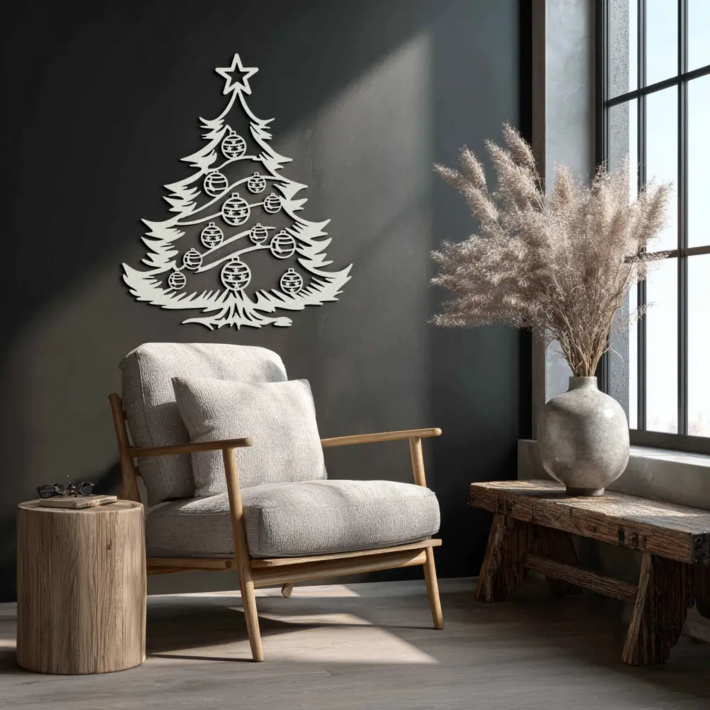 Christmas Tree Metal Wall Art - Festive Holiday Decoration- KAF296 by Enova Art