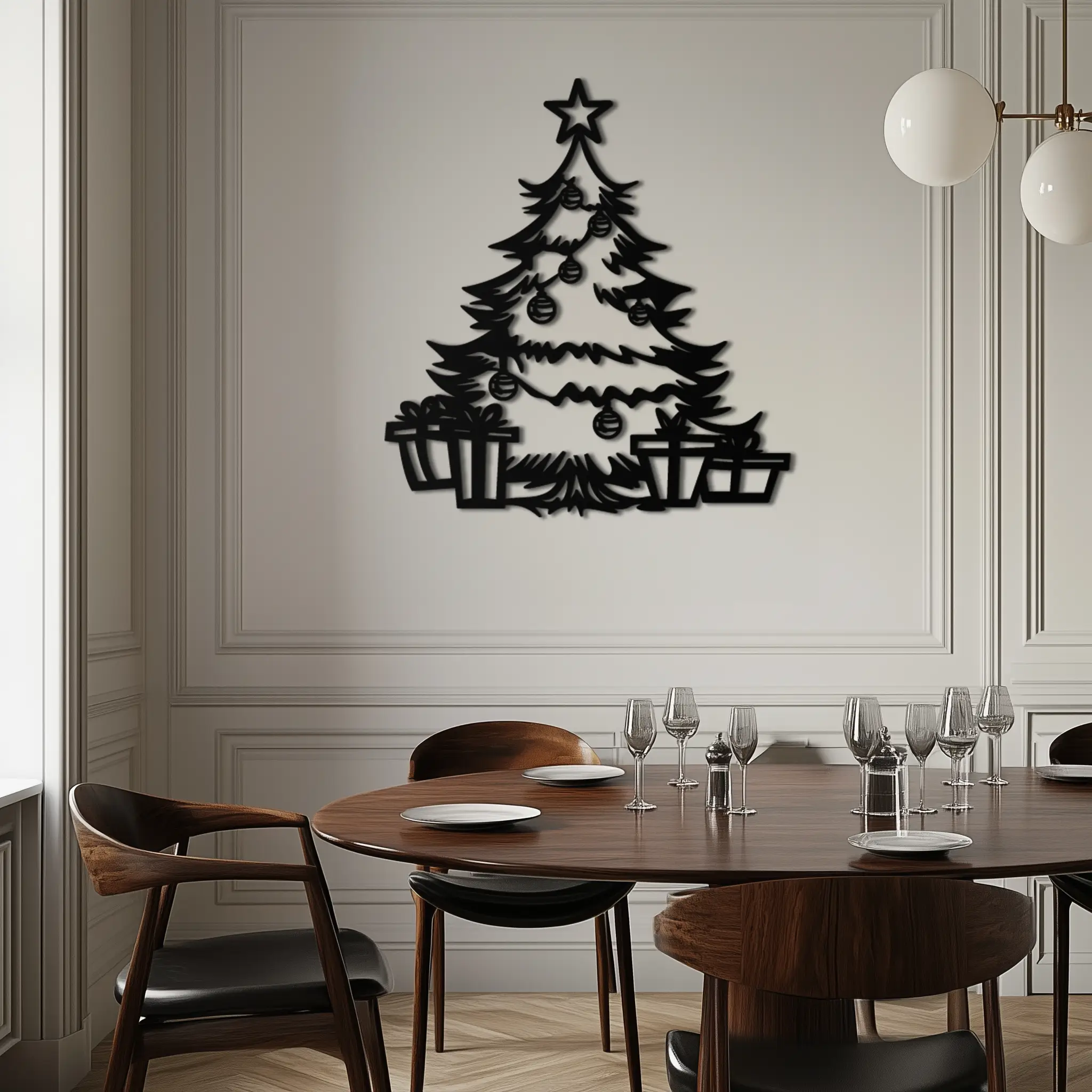 Christmas Tree Metal Wall Art - Festive Holiday Decor with Gifts- KAF298 by Enova Art