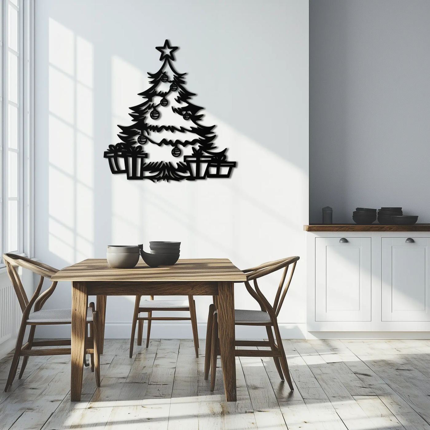 Christmas Tree Metal Wall Art - Festive Holiday Decor with Gifts- KAF298 by Enova Art