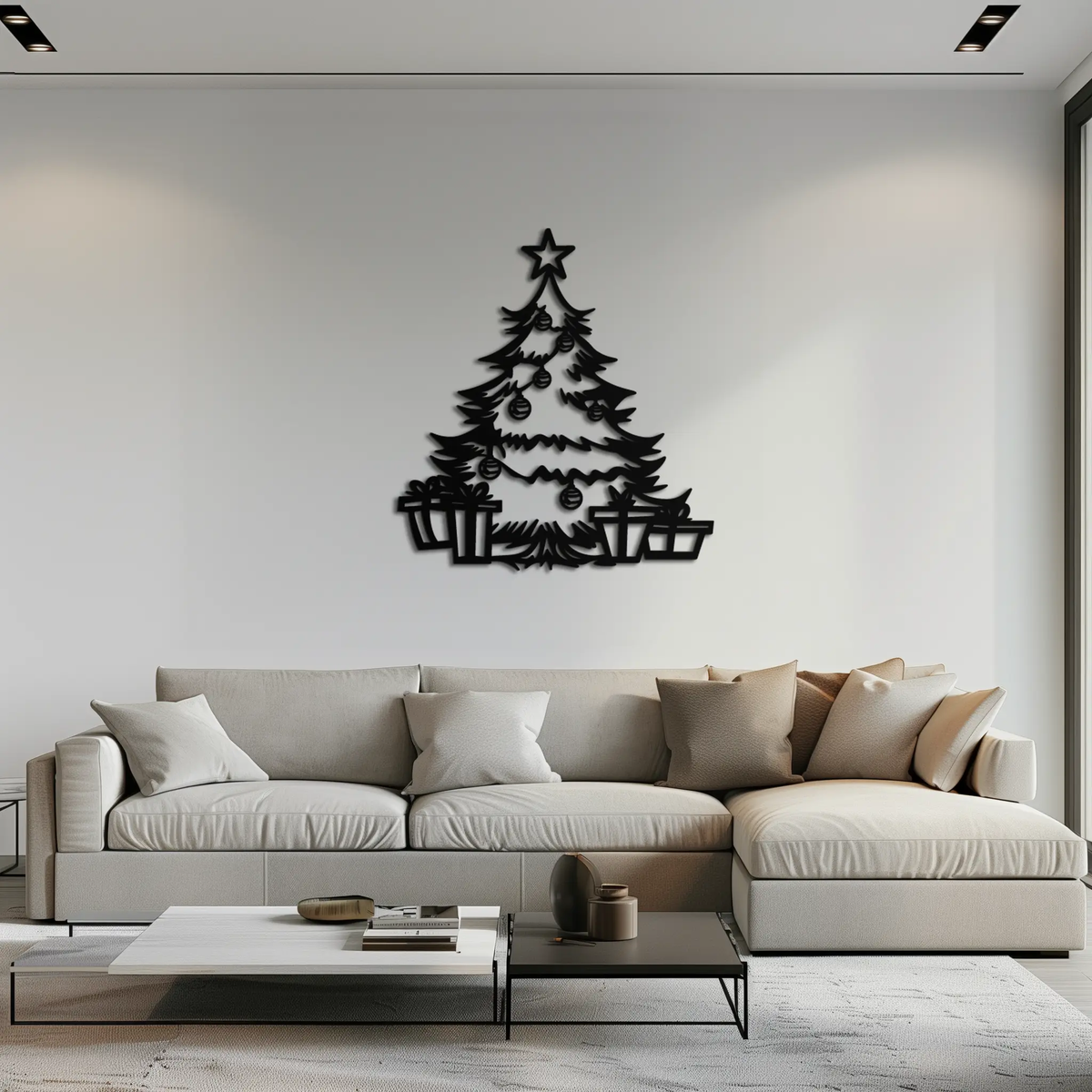 Christmas Tree Metal Wall Art - Festive Holiday Decor with Gifts- KAF298 by Enova Art