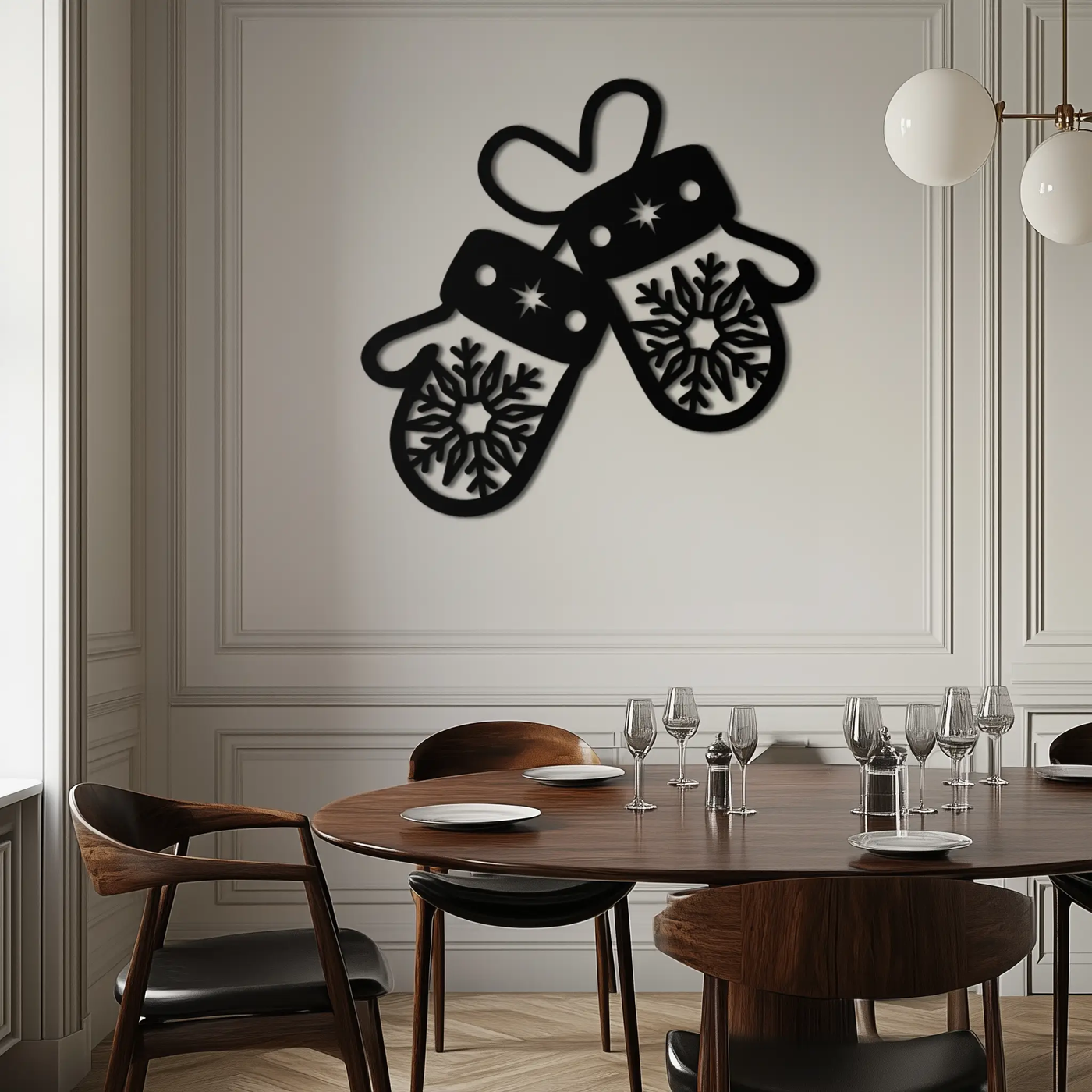 Winter Mittens Metal Wall Art - Cozy Snowflake Gloves Decor- KAF299 by Enova Art