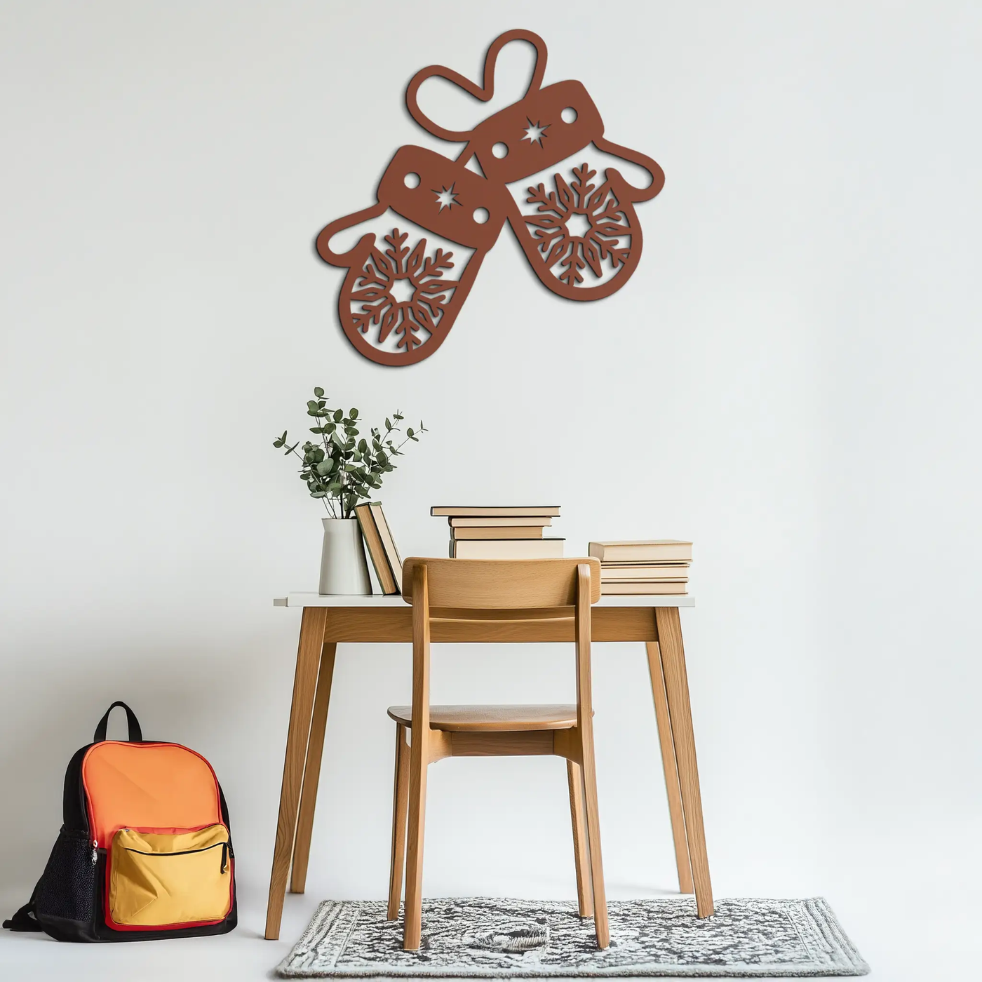 Winter Mittens Metal Wall Art - Cozy Snowflake Gloves Decor- KAF299 by Enova Art