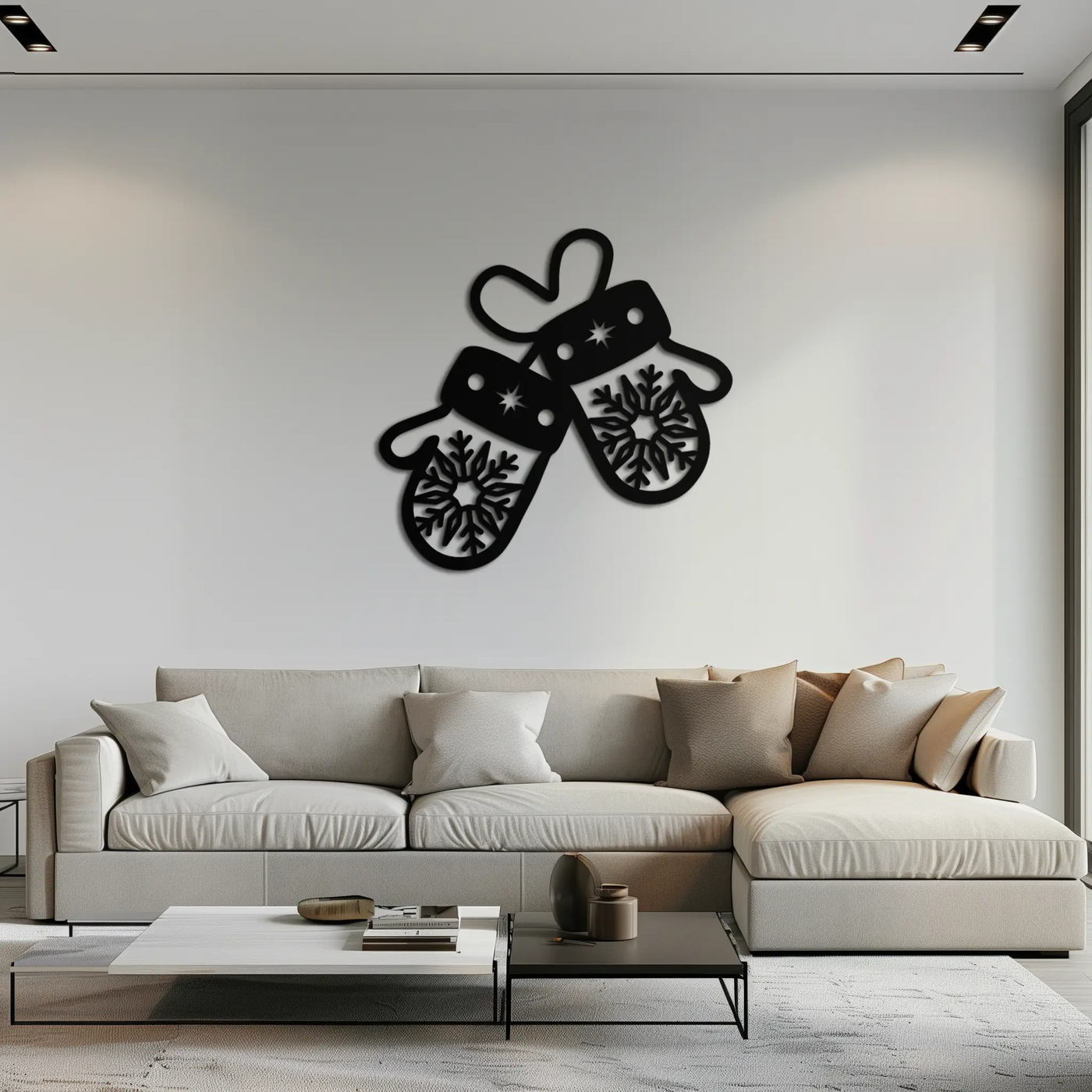 Winter Mittens Metal Wall Art - Cozy Snowflake Gloves Decor- KAF299 by Enova Art