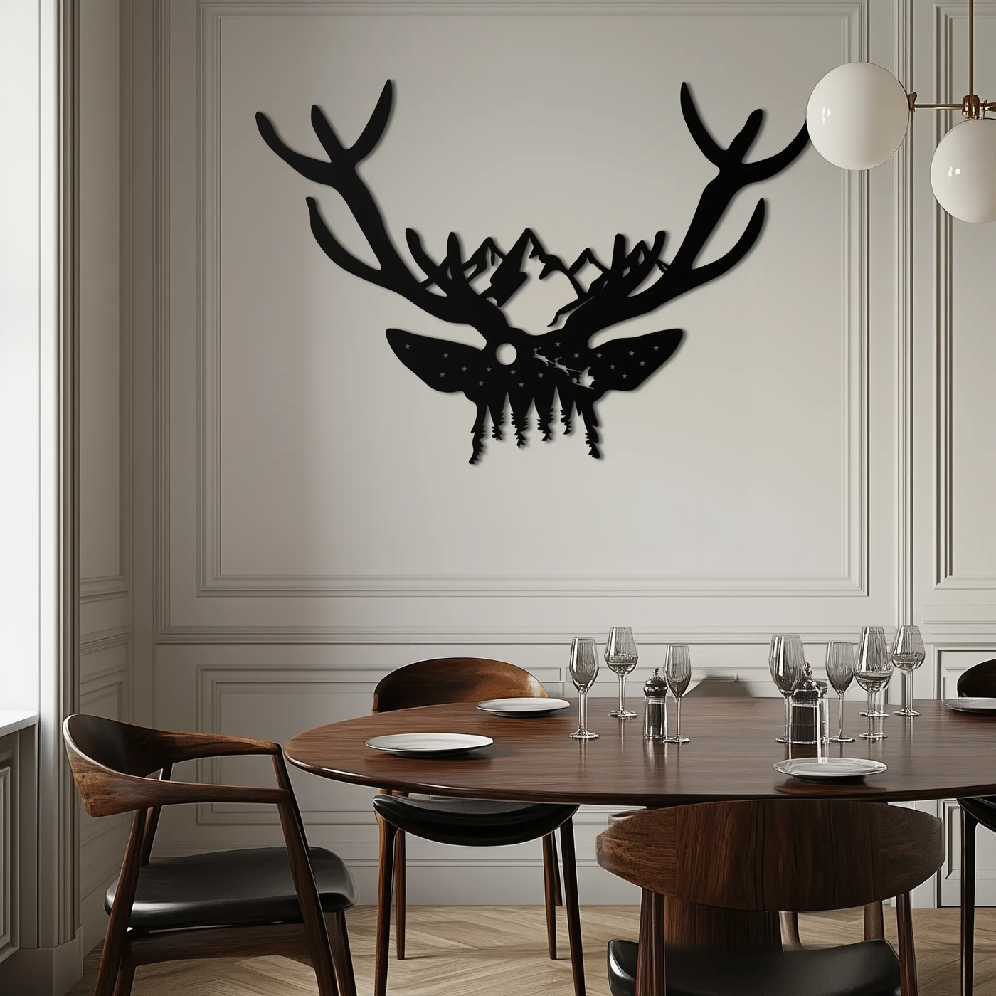 Majestic Deer Skull Metal Wall Art - Nature-Inspired Antler Decor- KAF300 by Enova Art