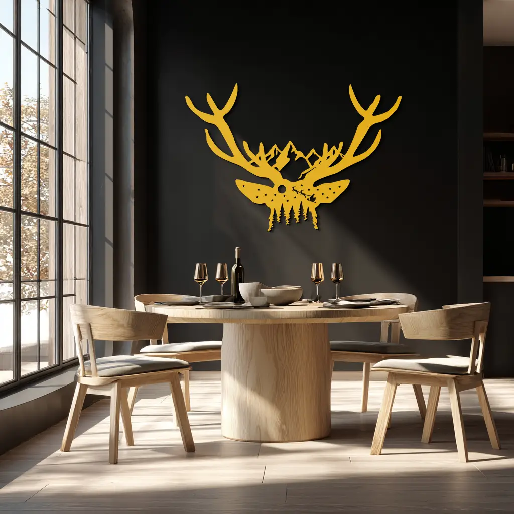 Majestic Deer Skull Metal Wall Art - Nature-Inspired Antler Decor- KAF300 by Enova Art