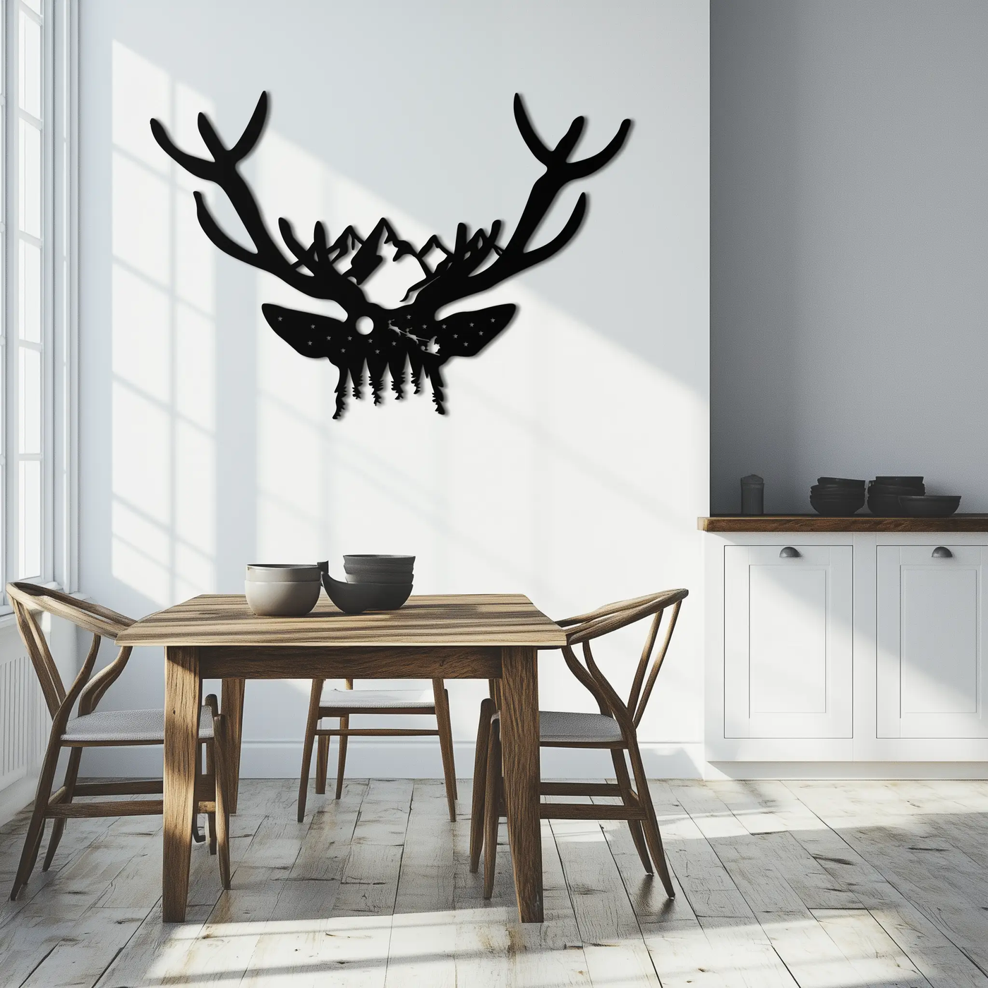 Majestic Deer Skull Metal Wall Art - Nature-Inspired Antler Decor- KAF300 by Enova Art
