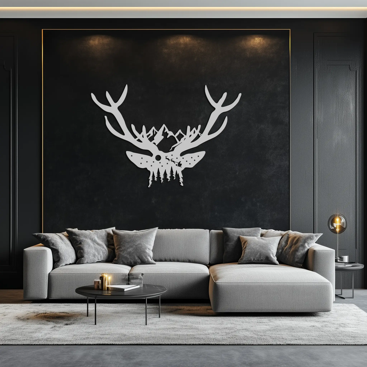 Majestic Deer Skull Metal Wall Art - Nature-Inspired Antler Decor- KAF300 by Enova Art