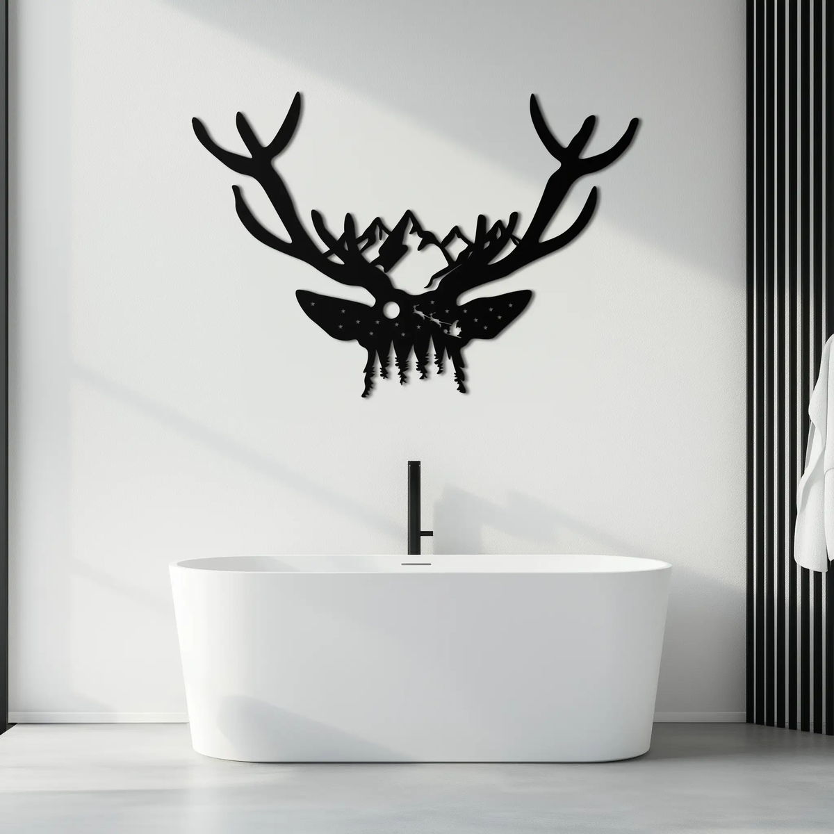 Majestic Deer Skull Metal Wall Art - Nature-Inspired Antler Decor- KAF300 by Enova Art
