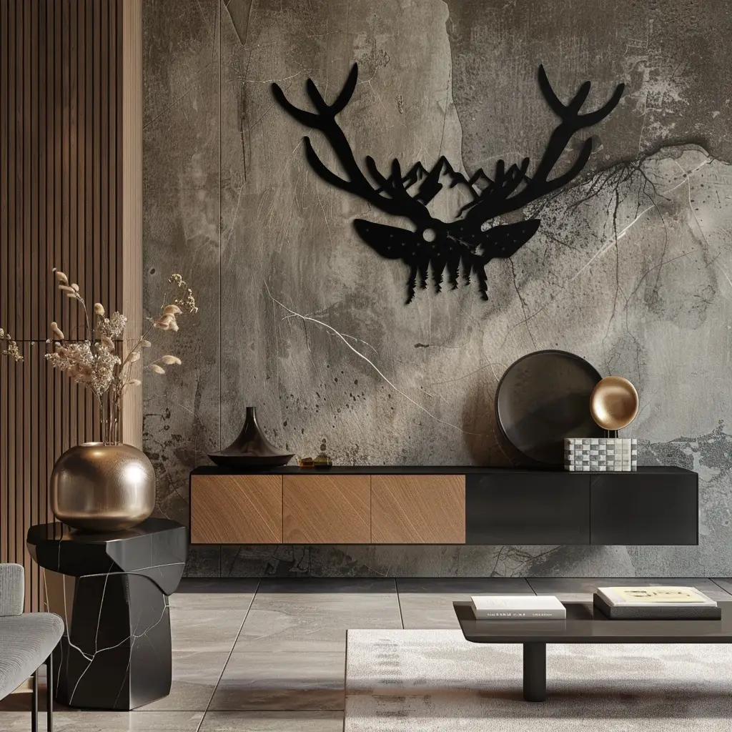 Majestic Deer Skull Metal Wall Art - Nature-Inspired Antler Decor- KAF300 by Enova Art